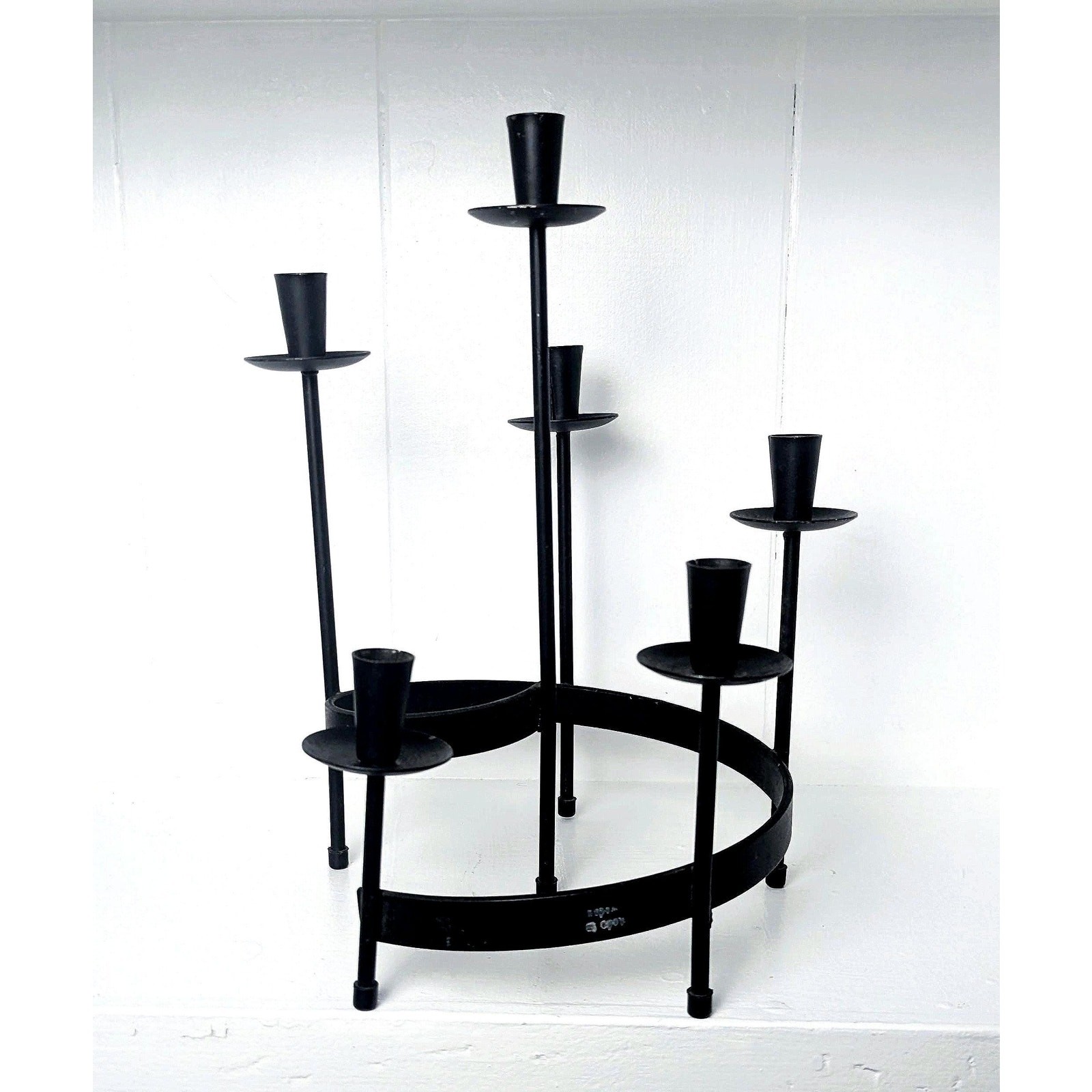 Vintage MCM Gunnar Ander Swedish Metal Candelabra Candlestick Holder Nordic
