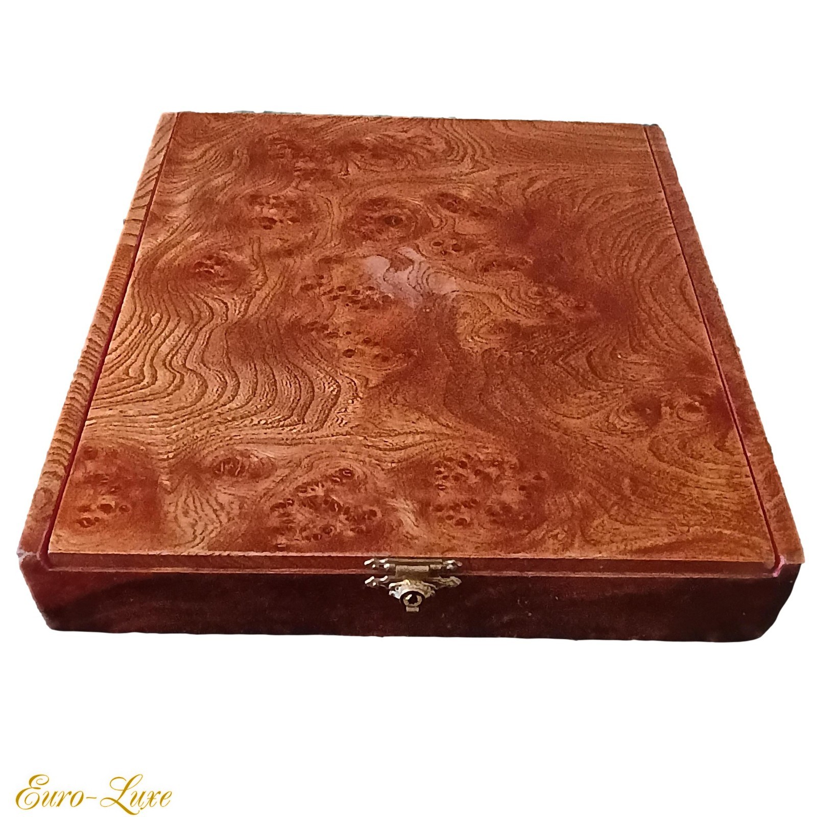 ANTIQUE FRENCH BURL WOOD LARGE LINED VELVET JEWELRY DECORATIVE HINGED CASE BOX ANTIQUE FRENCH BURL WOOD LARGE LINED VELVET JEWELRY DECORATIVE HINGED CASE BOX