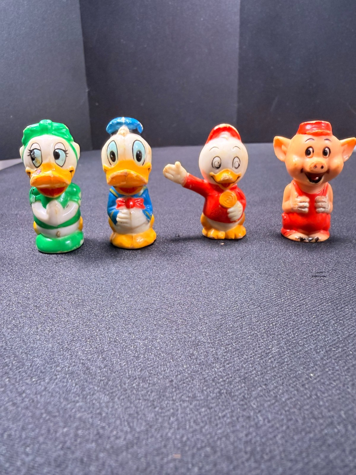 Vintage Disney Hard Plastic Pencil Toppers Lot Donald Duck Daisy Huey Porky Pig