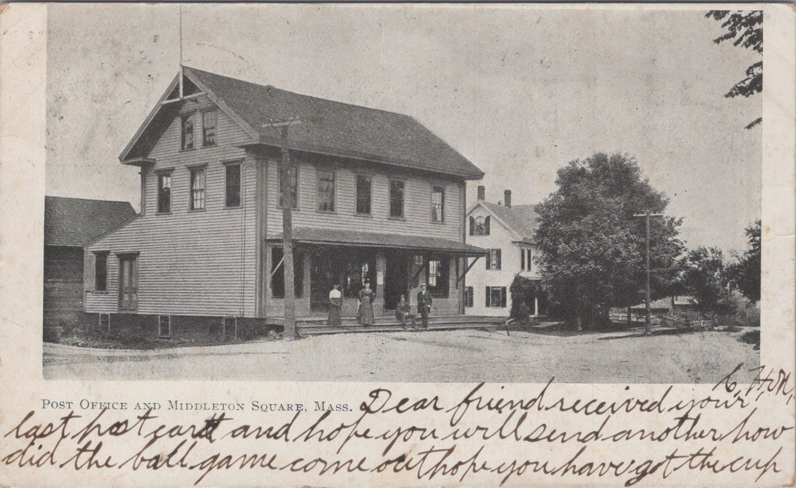 Post Office Middleton Square MA Store Front Street View 1907 Postcard