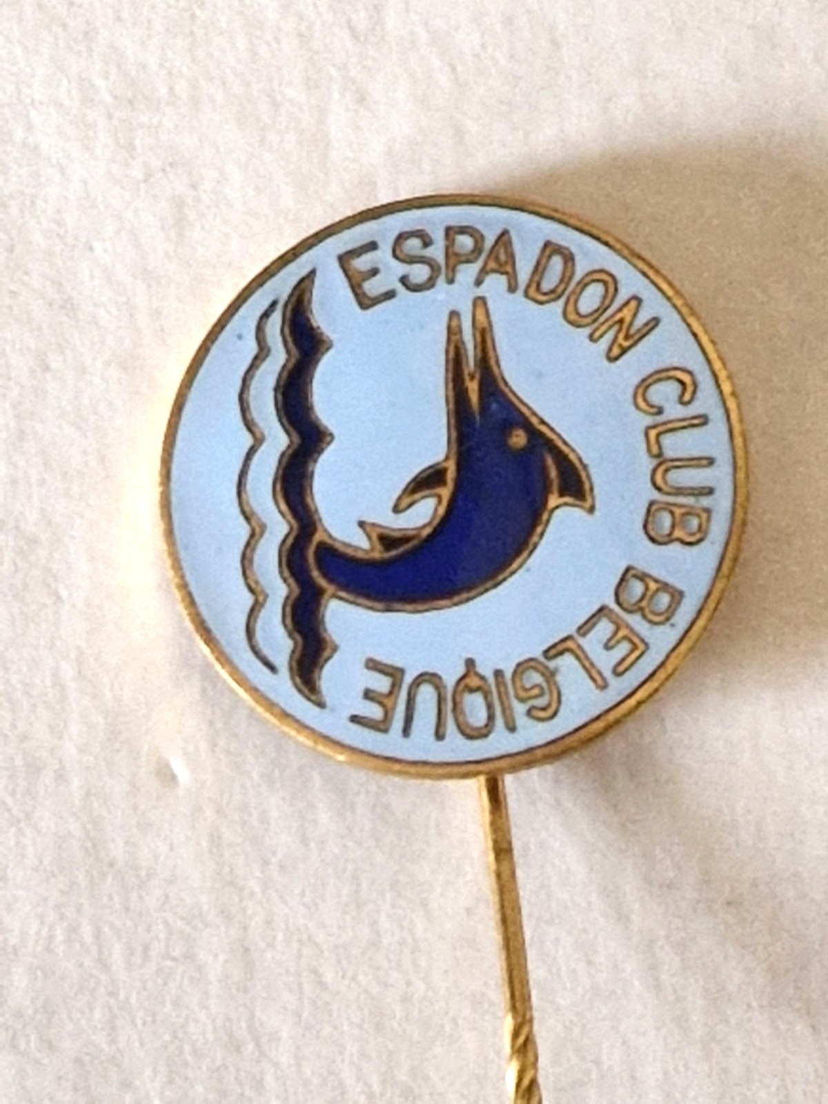 Vintage Espadon Club Belgique Enamel Stick Pin Badge - 1970s Belgium Swimming Sp Vintage Espadon Club Belgique Enamel Stick Pin Badge - 1970s Belgium Swimming Sp