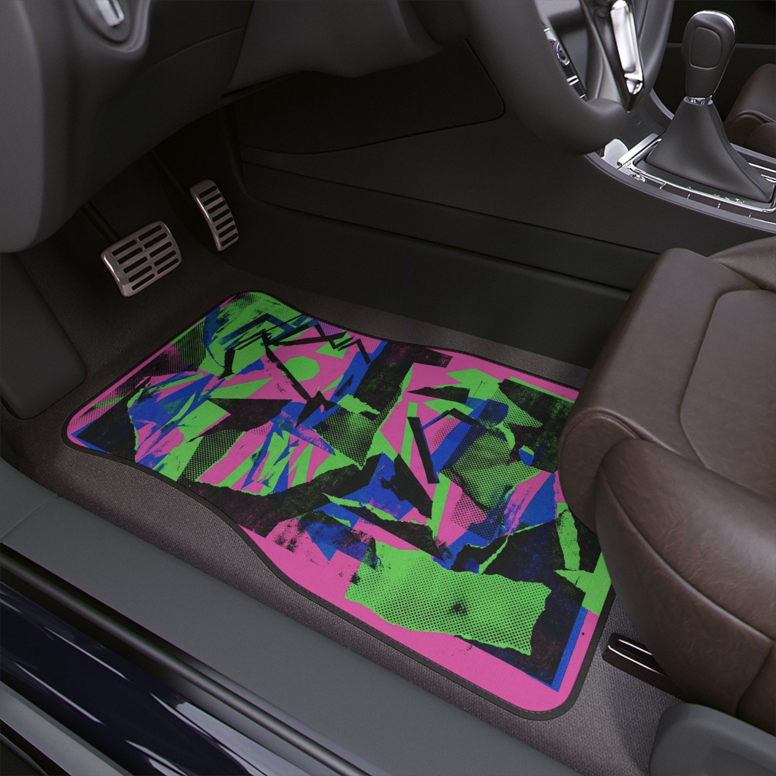 90's Neon Abstract Collage Car Floor Mats | Retro Arcade Style Pattern 90's Neon Abstract Collage Car Floor Mats | Retro Arcade Style Pattern