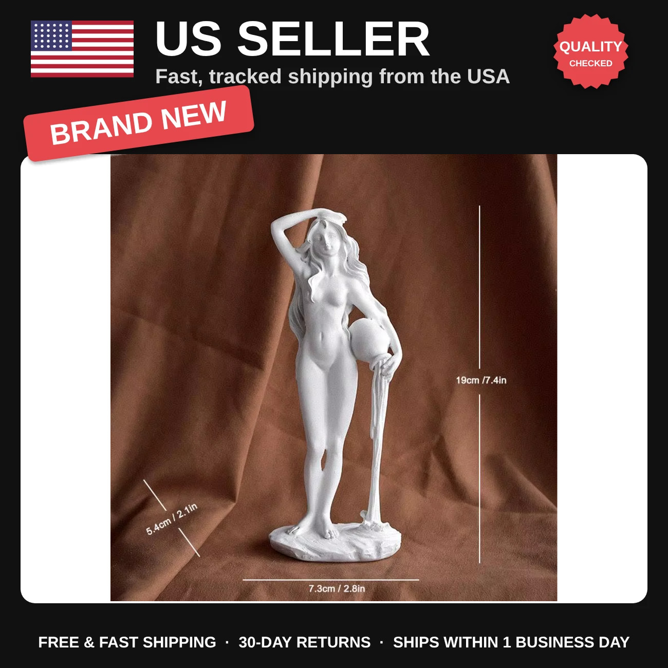 White Aphrodite Sculpture - Greek Goddess Venus Statue, 19cm Resin Figurine