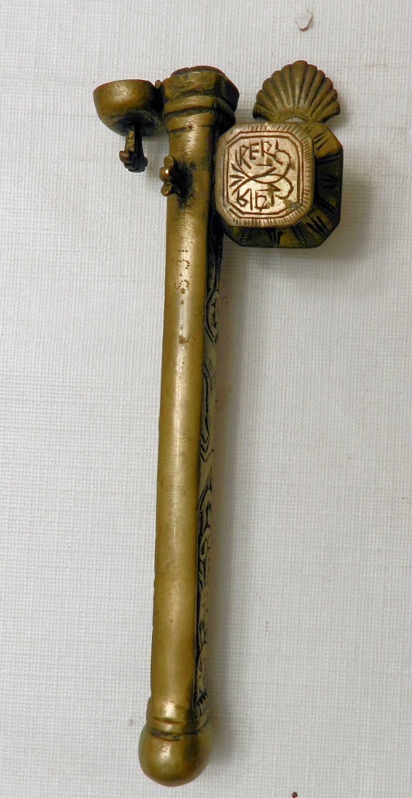 Antique 19th Ottoman/Turkish Brass Traveling Inkwell Pen Case, Markings, NICE Antique 19th Ottoman/Turkish Brass Traveling Inkwell Pen Case, Markings, NICE