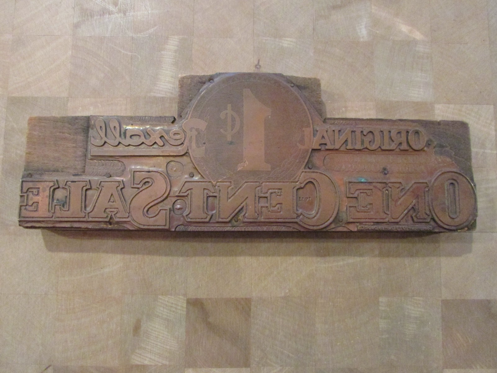 ANTIQUE REXALL 1 CENT SALE 1927 COPYRIGHT UNITED DRUG CO COPPER PRINTING PLATE ANTIQUE REXALL 1 CENT SALE 1927 COPYRIGHT UNITED DRUG CO COPPER PRINTING PLATE