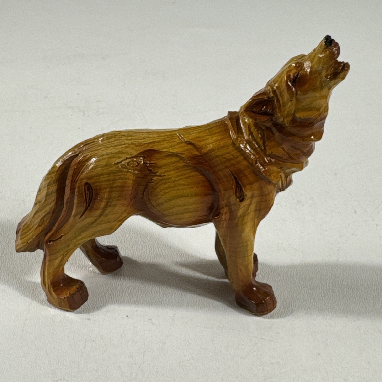 Ebros Howling Gray Wolf Faux Wood Figurines 3.5\