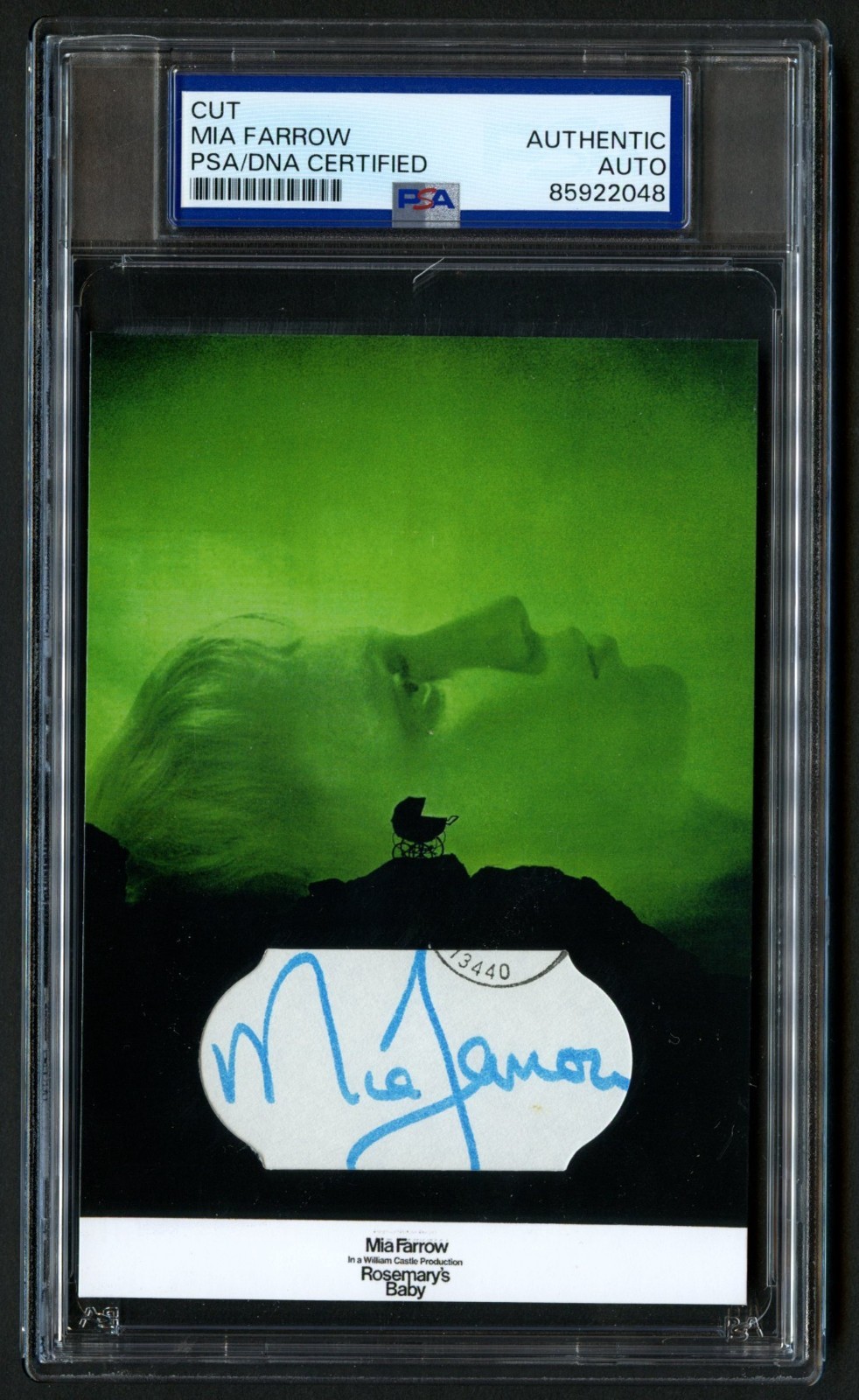 Mia Farrow signed autograph 3.5x5 Actress: Rosmary's Baby Custom Cut PSA Slabbed Mia Farrow signed autograph 3.5x5 Actress: Rosmary's Baby Custom Cut PSA Slabbed