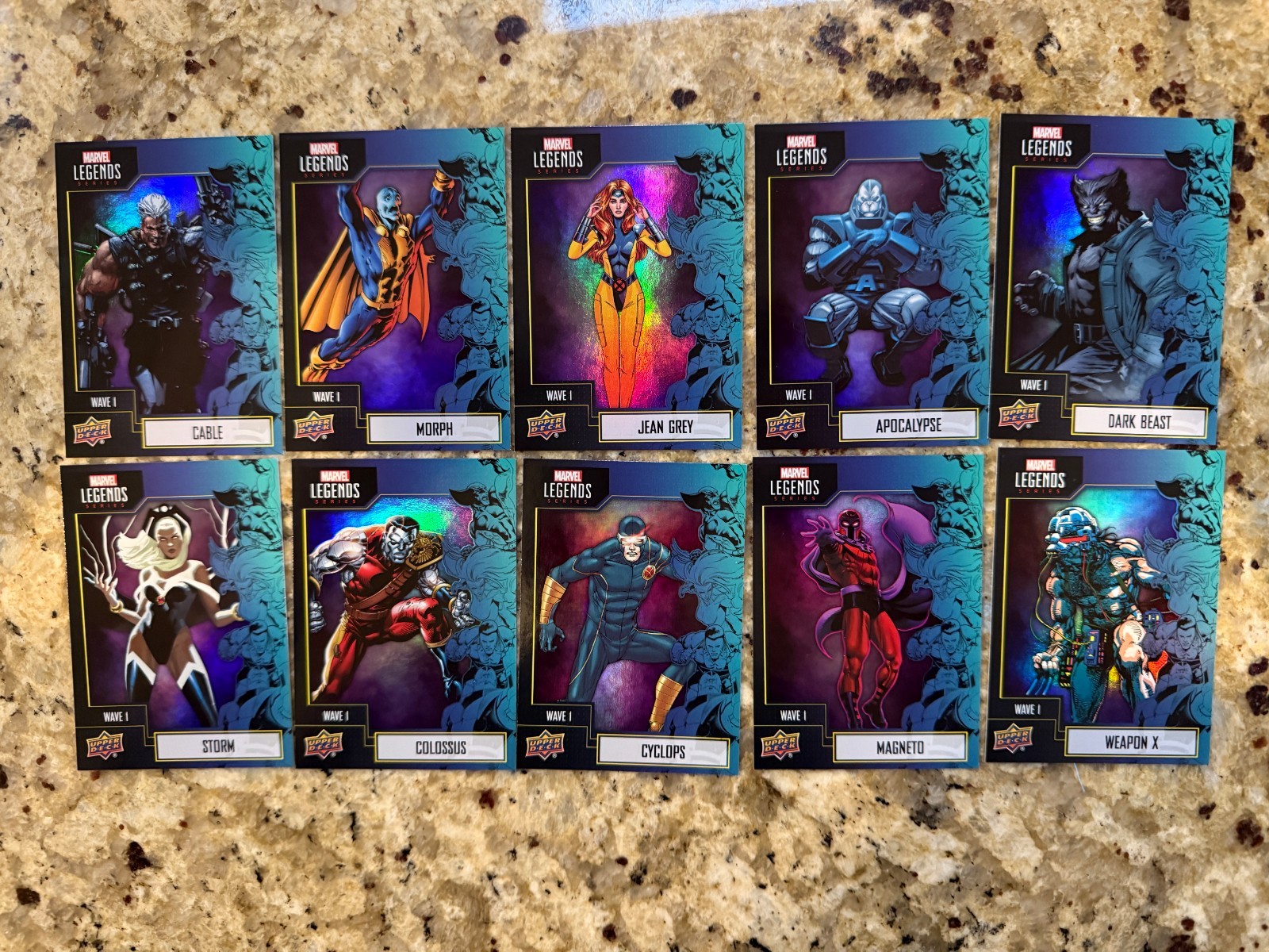Upper Deck Marvel Legends Wave 1 X-Men Foil Trading Card Lot of 10 Cards