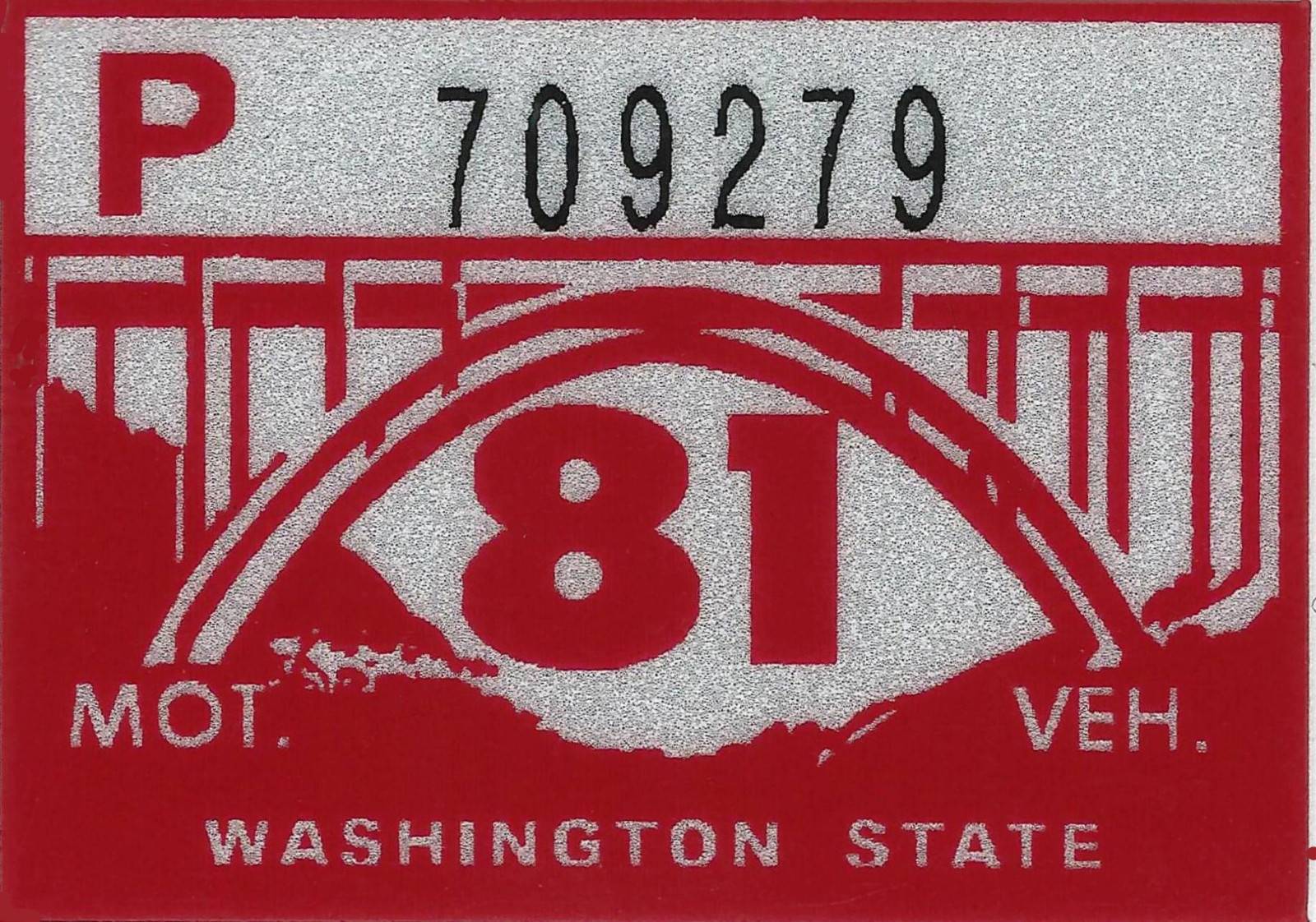 1981 WASHINGTON Vinyl Sticker Decal -CAR or TRUCK License Plate Reg. TAB TAG-New