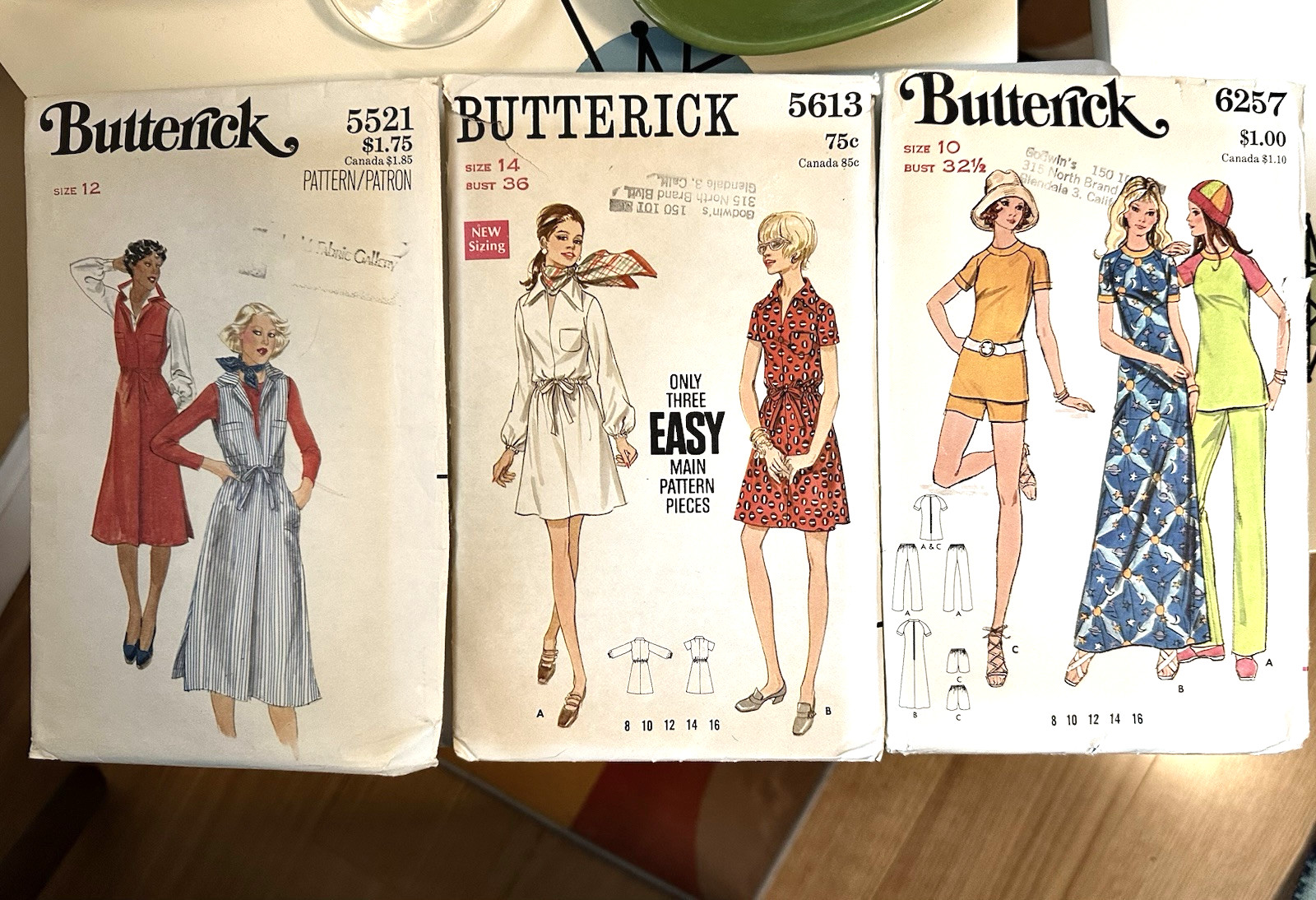 3 Vintage 1970\'s Butterick Sewing Pattern Dresses Pants Shorts Tops 3 Vintage 1970\'s Butterick Sewing Pattern Dresses Pants Shorts Tops