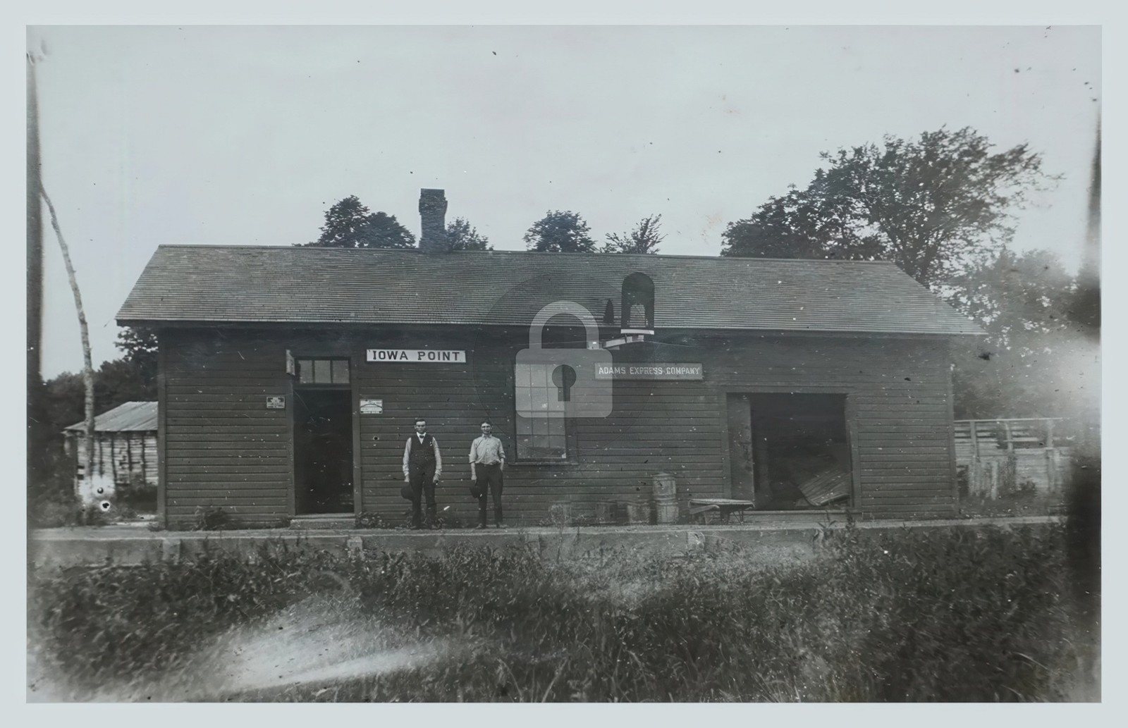1910 Burlington Route RR Depot Iowa Point KS Kansas RPPC Photo Postcard COPY