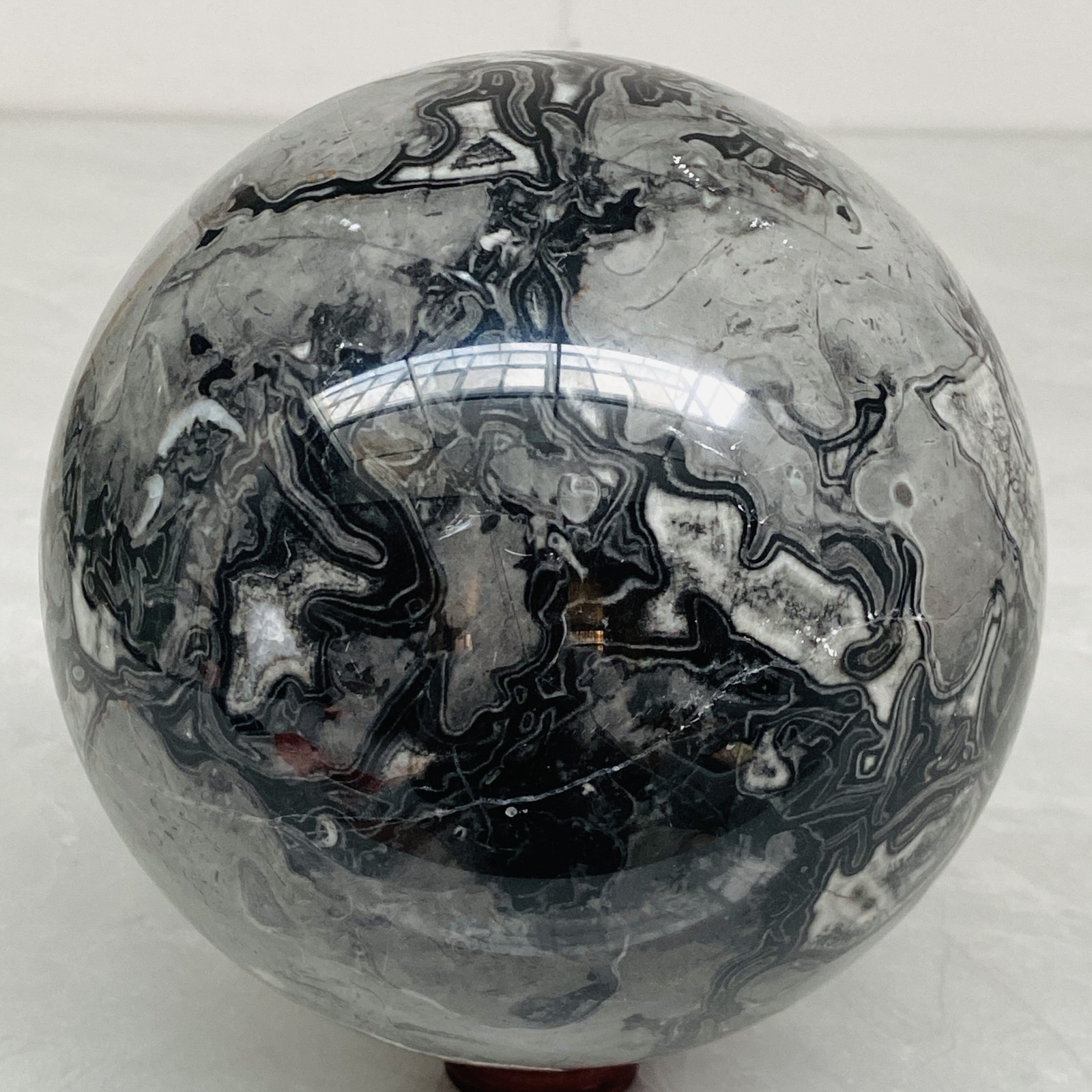 Natural Picasso Jasper Sphere Black Gray Crystal Ball Healing 4240G (9.34LB)
