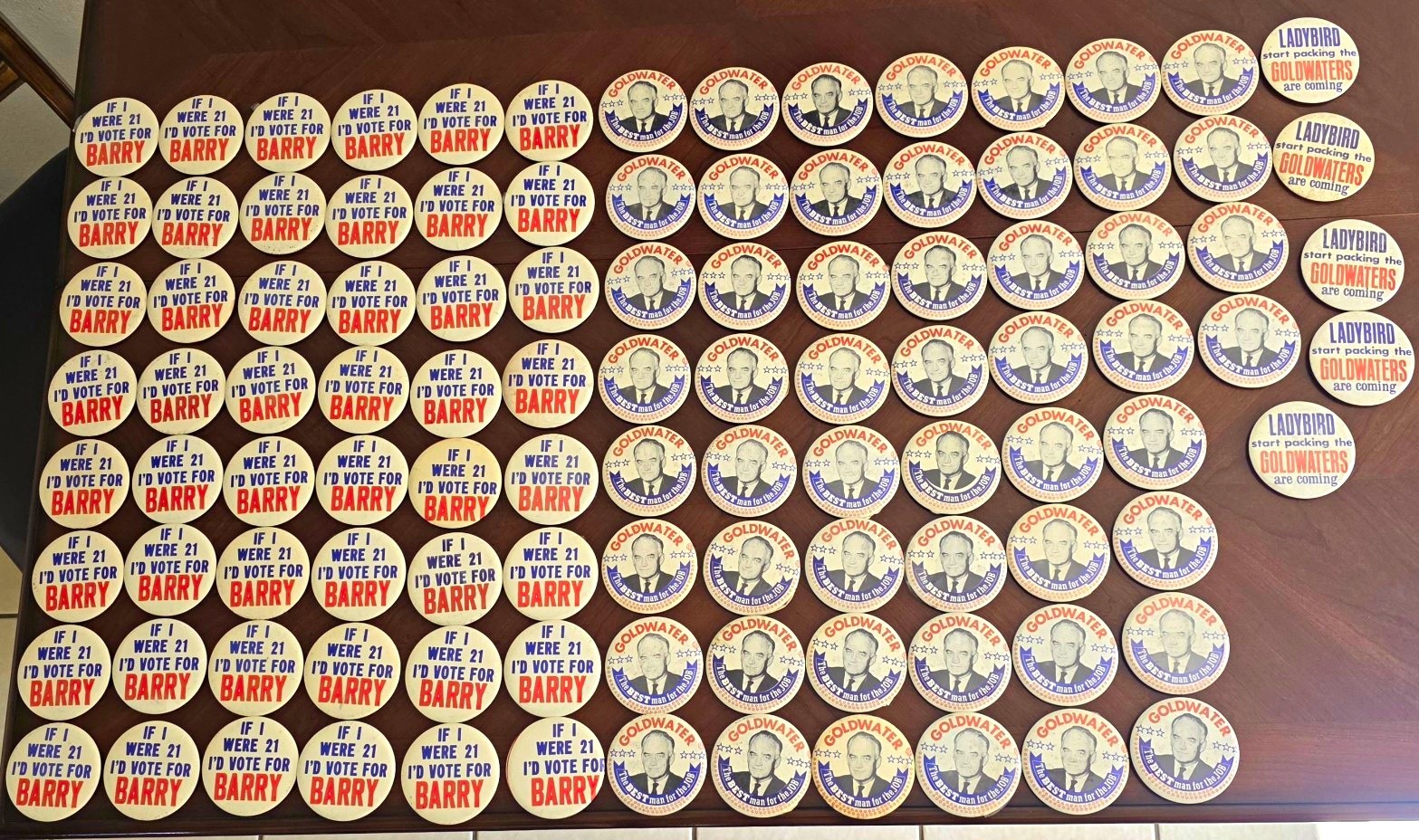 VTG 1964 Barry Goldwater Presidential Campaign Button Pin Lot 105pc