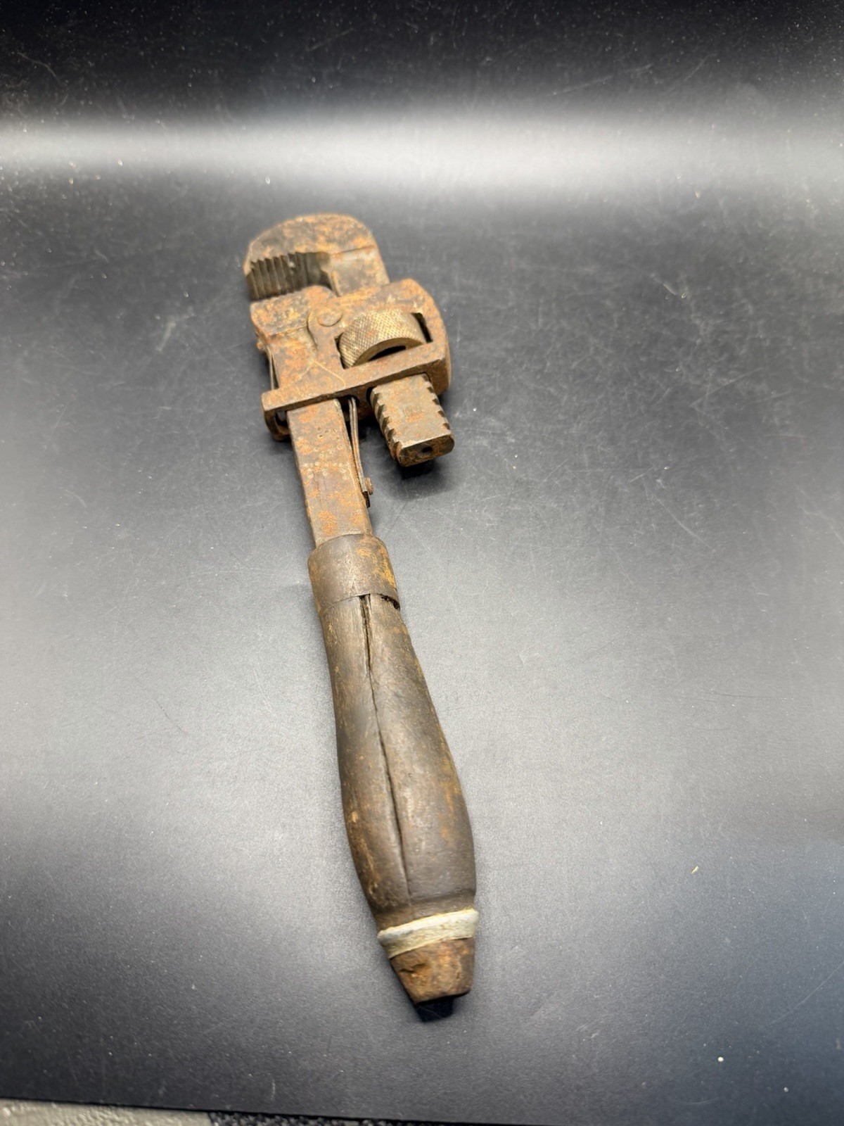 Vintage Wood Handle Stillson #10 Pipe Wrench