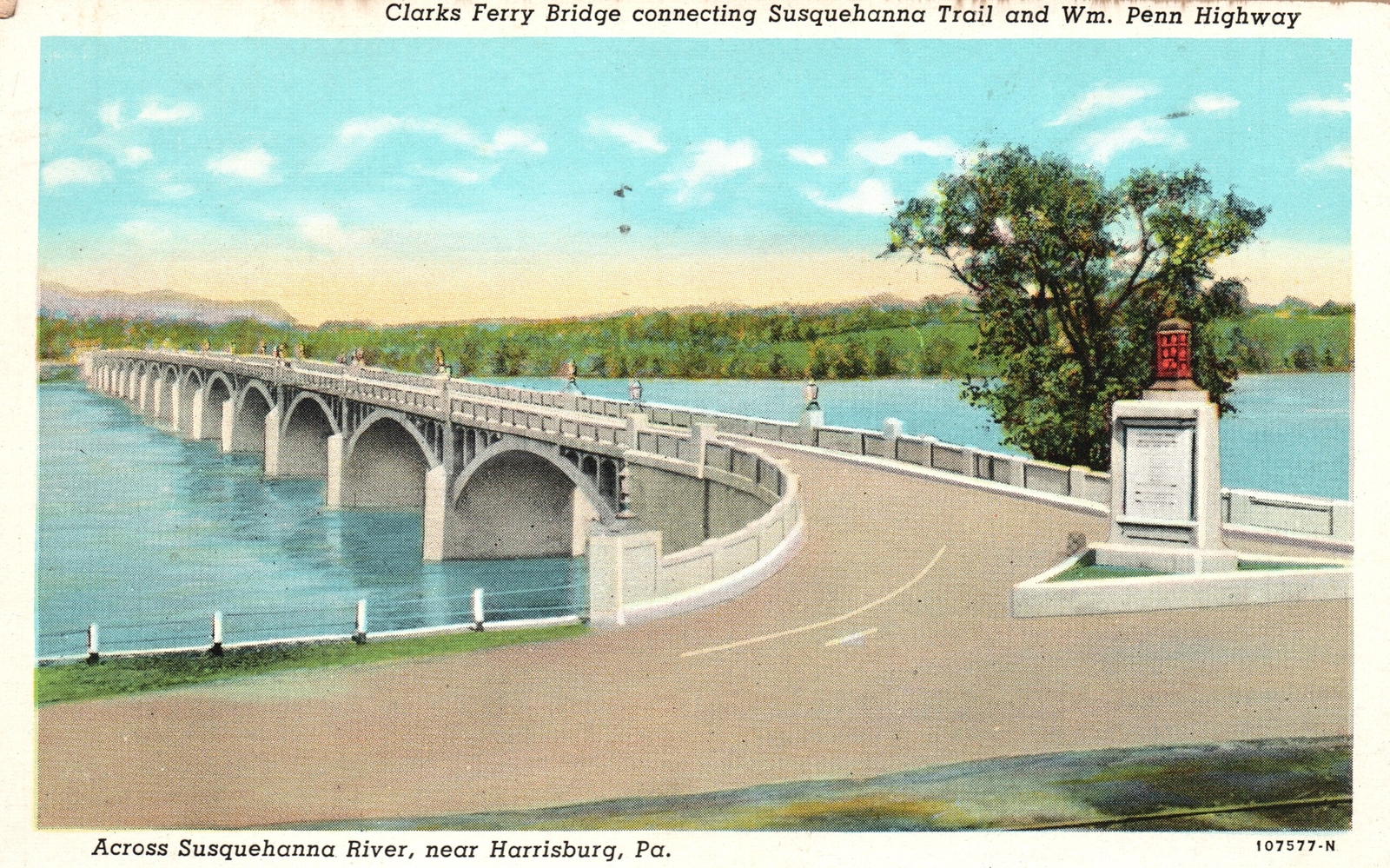 Vintage Postcard 1946 Clarks Ferry Bridge To Susquehanna Trail & Penn. Highway Vintage Postcard 1946 Clarks Ferry Bridge To Susquehanna Trail & Penn. Highway