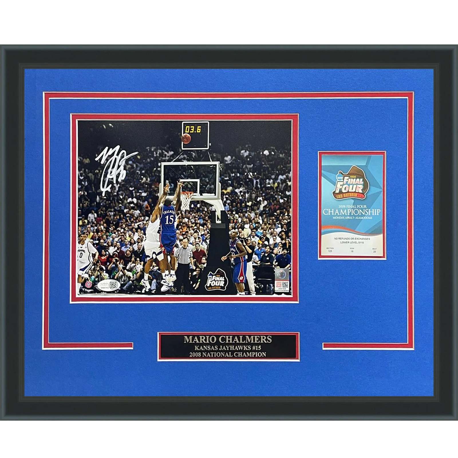 Mario Chalmers Autographed Kansas Jayhawks (2008 Final Four Shot) Deluxe Framed Mario Chalmers Autographed Kansas Jayhawks (2008 Final Four Shot) Deluxe Framed