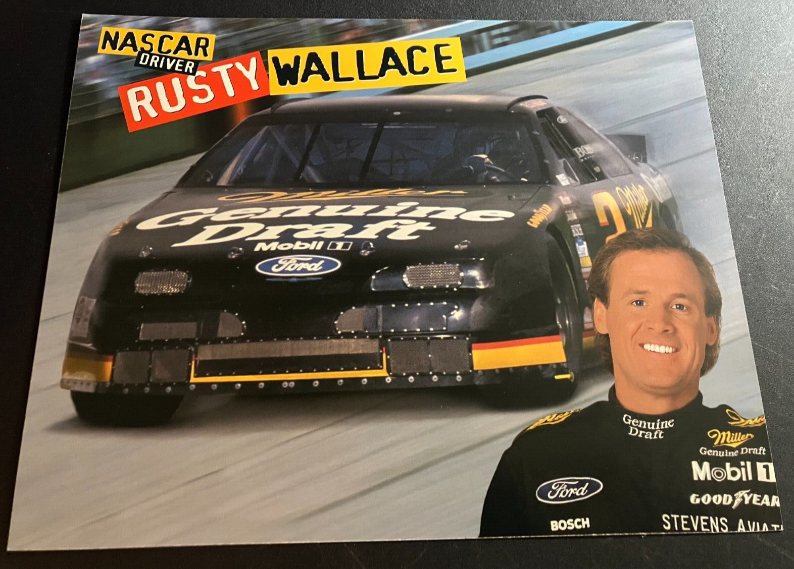 1994 Rusty Wallace #2 Miller Beer Ford Thunderbird - NASCAR Hero Card Handout