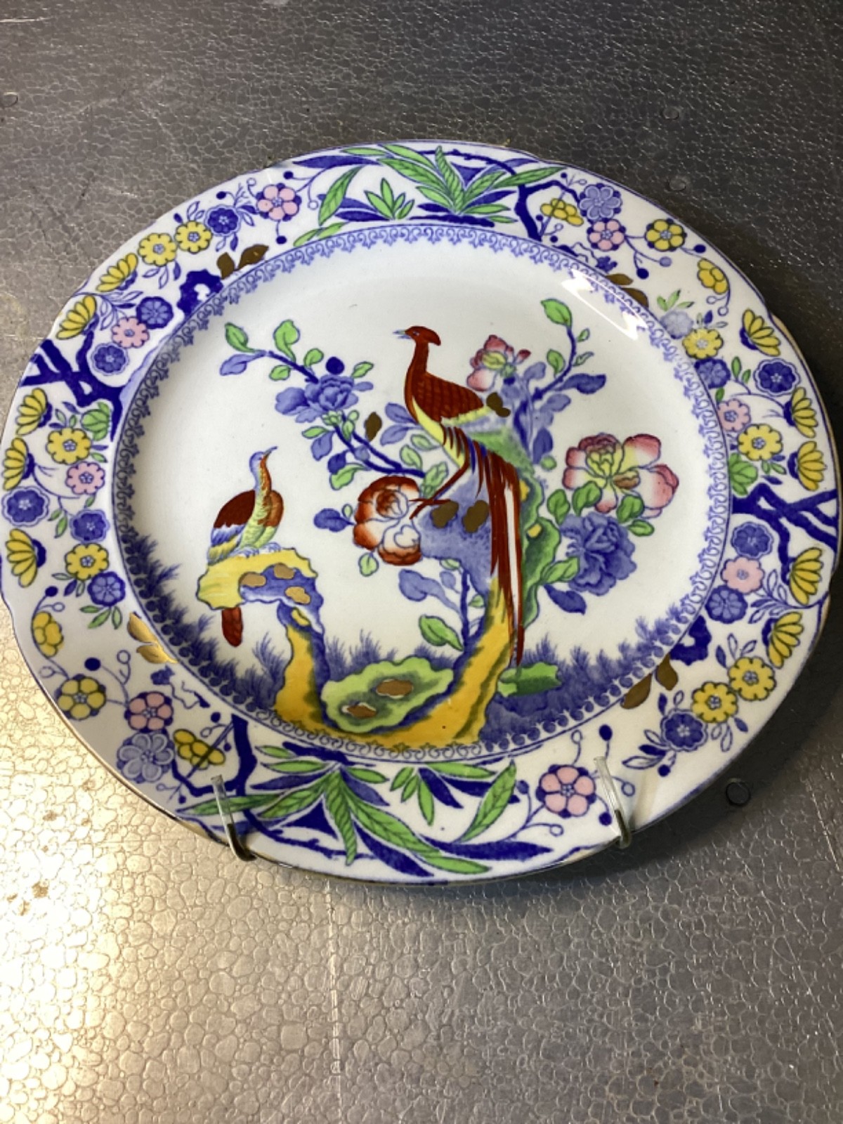 Antique Masons Patent Ironstone China Oriental Pheasant Bird Plate 9.5” Antique Masons Patent Ironstone China Oriental Pheasant Bird Plate 9.5”