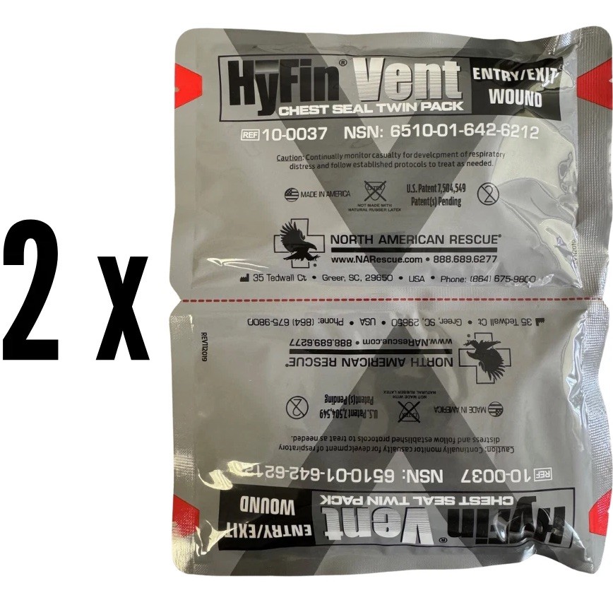 2 Twin Packs – HyFin® Vent Compact Chest Seal (4 Seals Total) | for Pneumothorax 2 Twin Packs – HyFin® Vent Compact Chest Seal (4 Seals Total) | for Pneumothorax