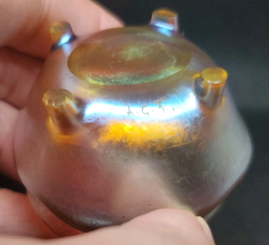 L.C.T. Louis Comfort Tiffany Favrile Antique Victorian Art Glass Salt Cellar L.C.T. Louis Comfort Tiffany Favrile Antique Victorian Art Glass Salt Cellar