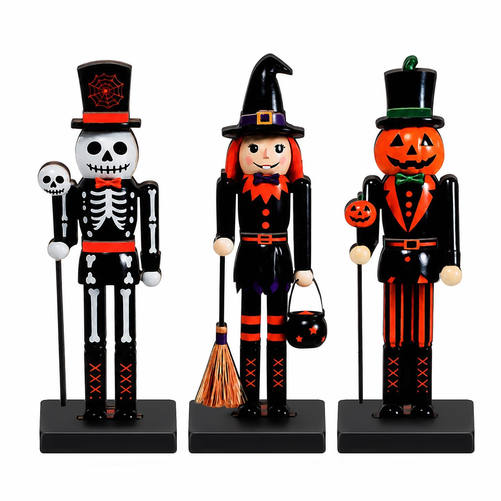 3 Pcs Halloween Nutcracker Figures 7 in Wooden Halloween Nutcracker