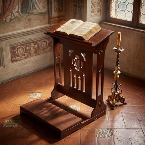 Luxury Prayer Kneeler Bench Stool Padded Bench for Home Church, Real Wood Wooden