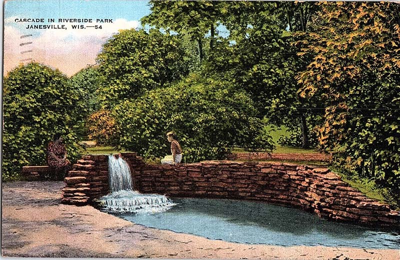 Janesville WI postcard CASCADE IN RIVERSIDE PARK o/24 AJ2392 Janesville WI postcard CASCADE IN RIVERSIDE PARK o/24 AJ2392