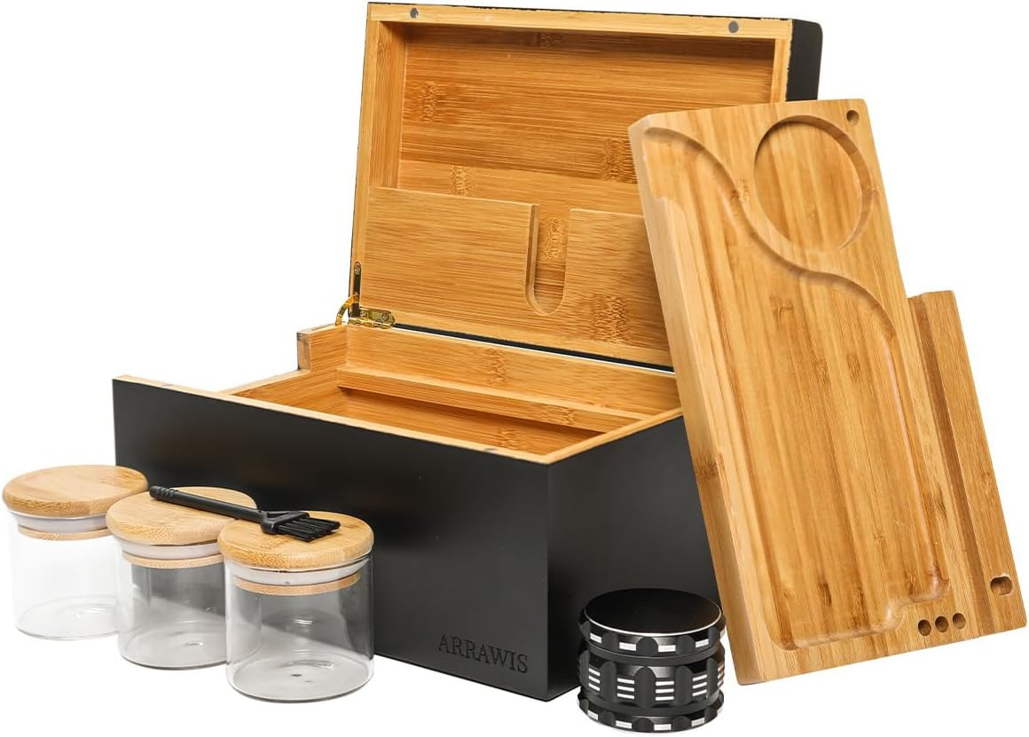 Elegant Bamboo Stash Box with Magnetic Lid - Smell Proof Storage for Herbs & Mor Elegant Bamboo Stash Box with Magnetic Lid - Smell Proof Storage for Herbs & Mor