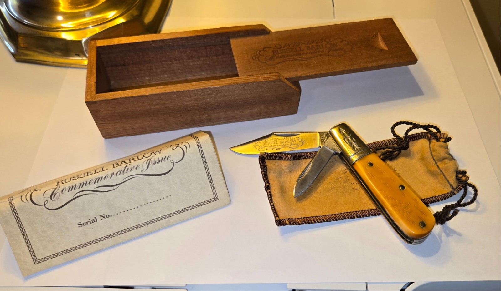 Vintage Russell Barlow  2 Blade Commemorative Issue 1875-1975