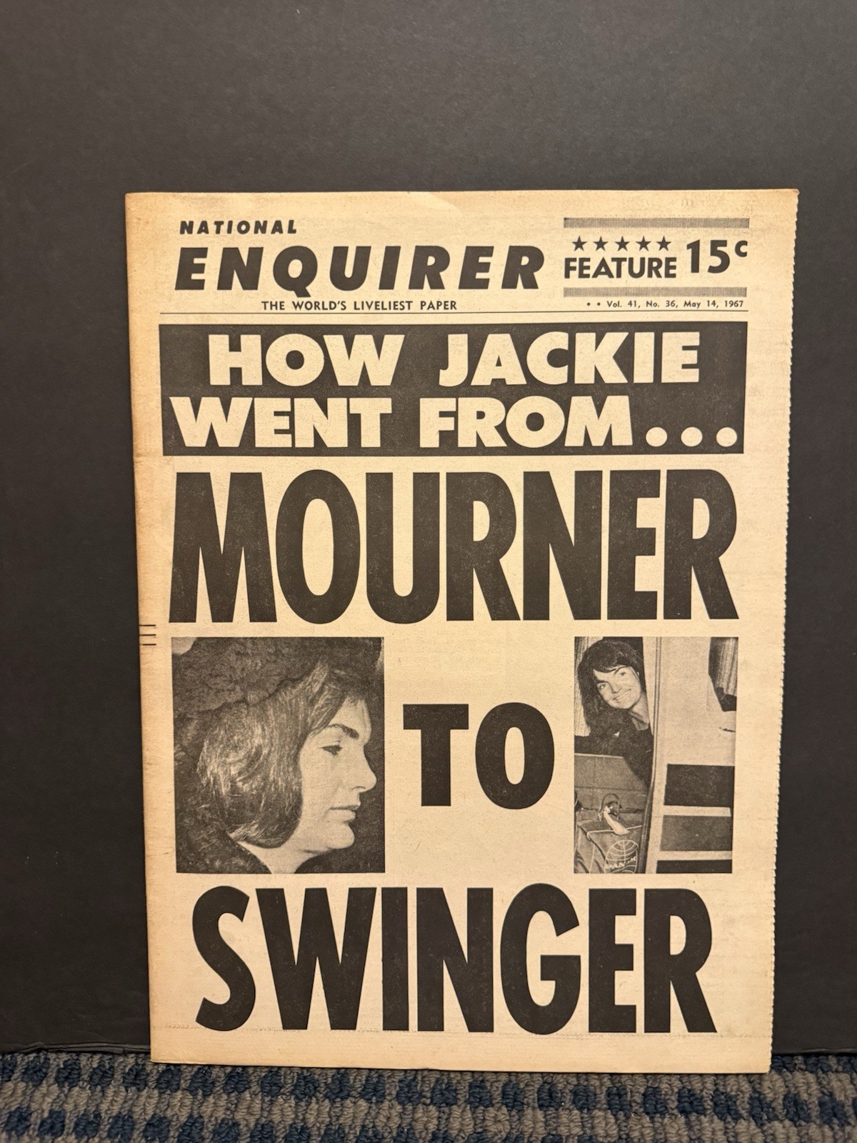 1967 May 14th National Enquirer Newspaper, Jackie Mourner to Swinger  (VRN10J)