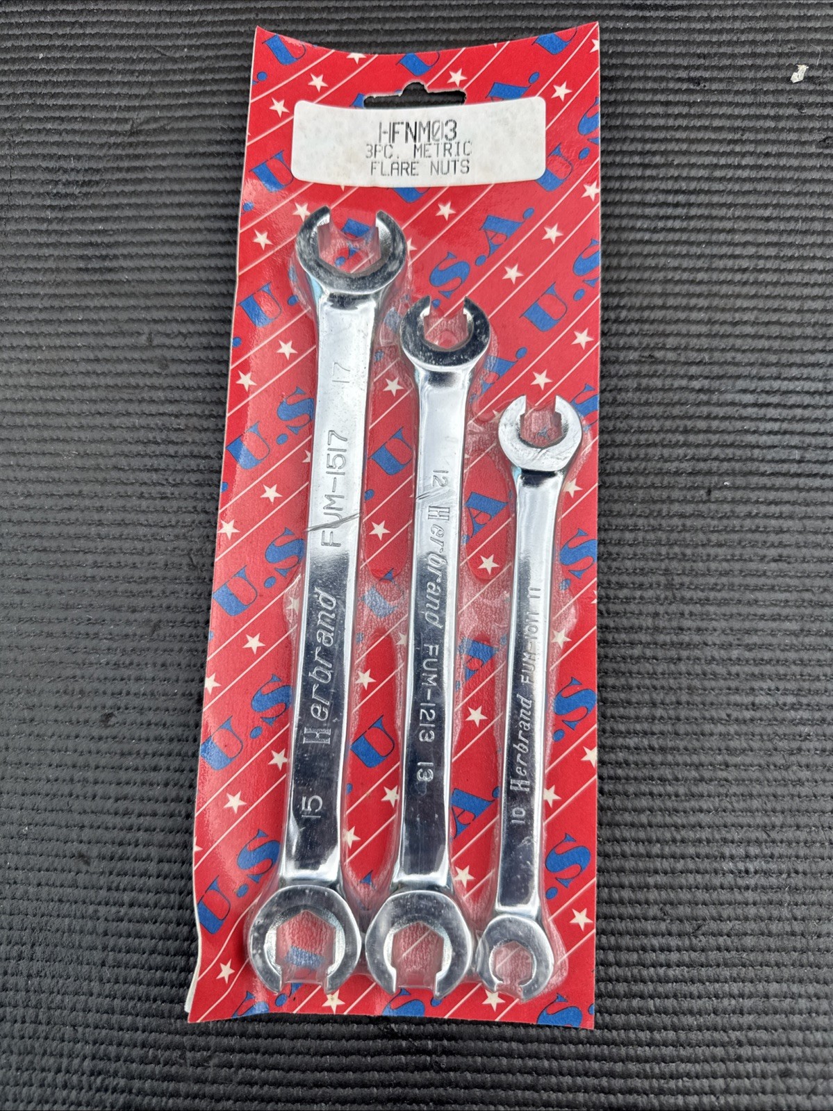 Herbrand Tools USA Nos 3pc Metric Flare Nut Line Wrench Set HFNM03 10-17mm