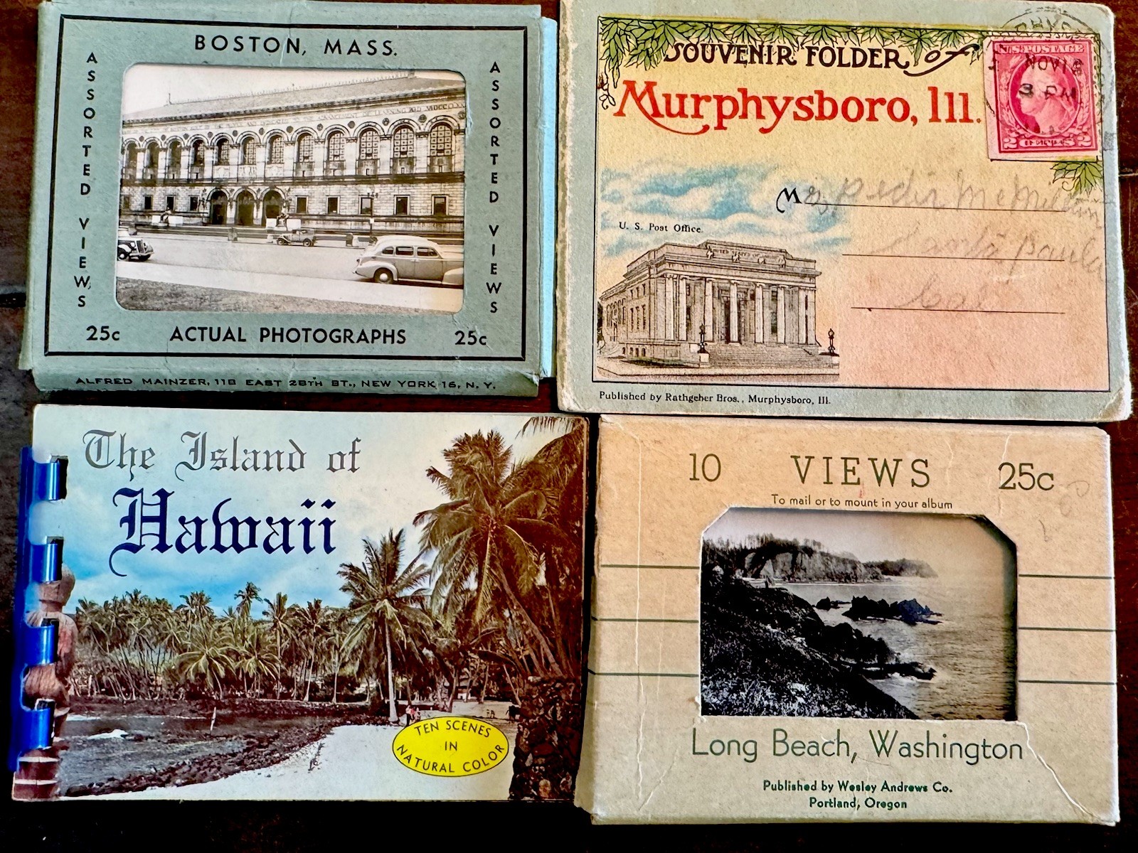 Vintage 1940s-1960s Travel Lot of 4 Postcard Folder Souvenirs