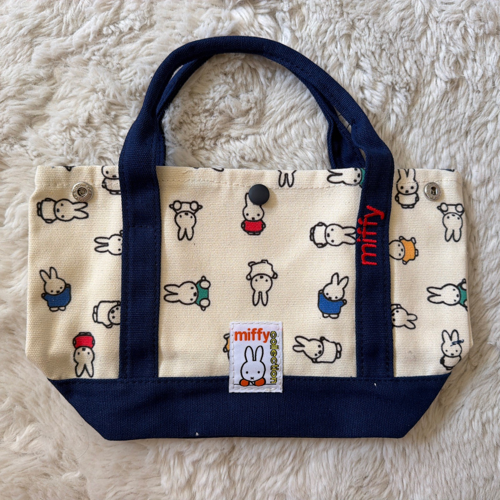 Custom Listing: Miffy Canvas Tote Bag With Navy Strap