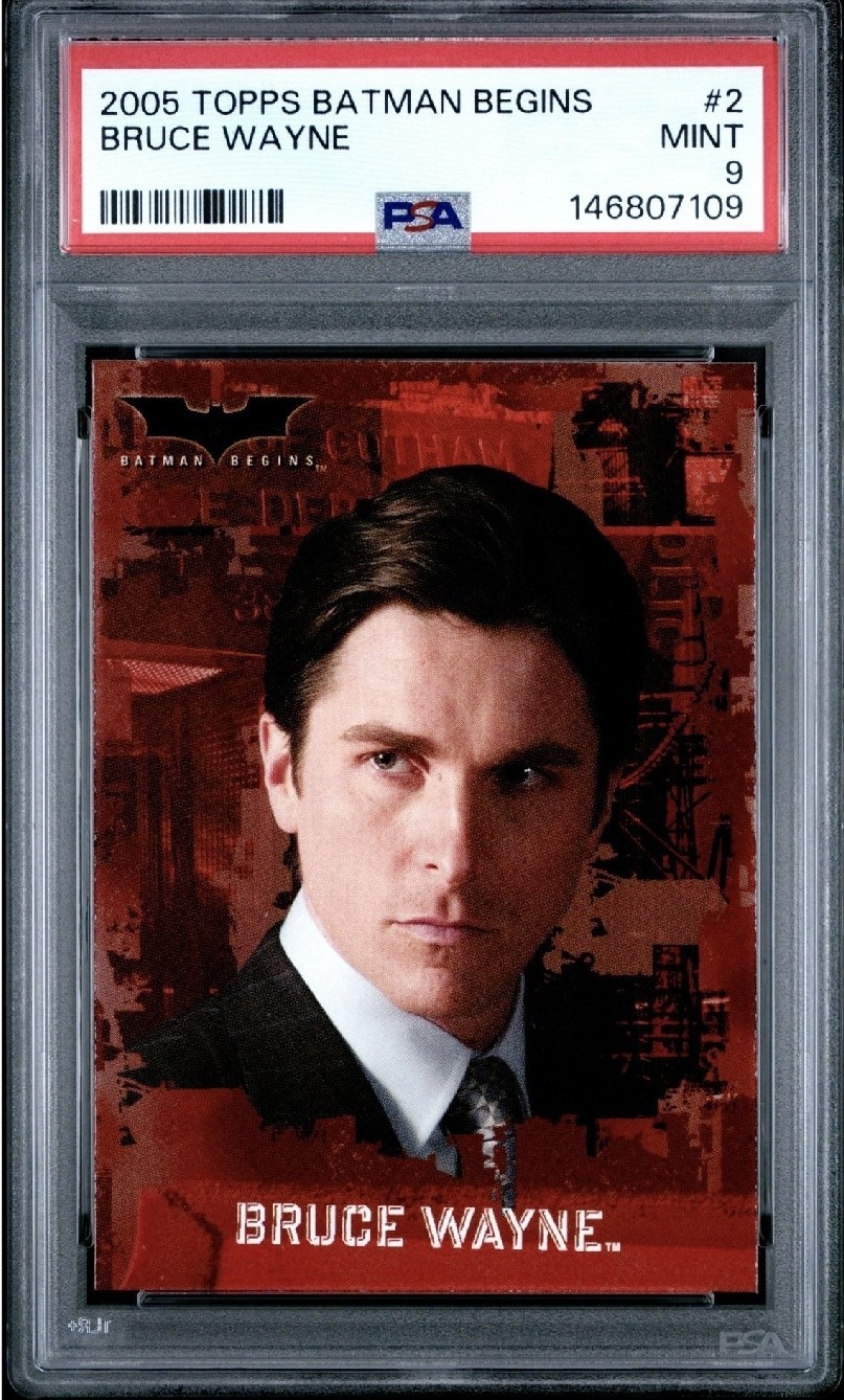 Topps 2005 Batman Begins #2 Bruce Wayne PSA 9 Christian Bale Rookie Topps 2005 Batman Begins #2 Bruce Wayne PSA 9 Christian Bale Rookie
