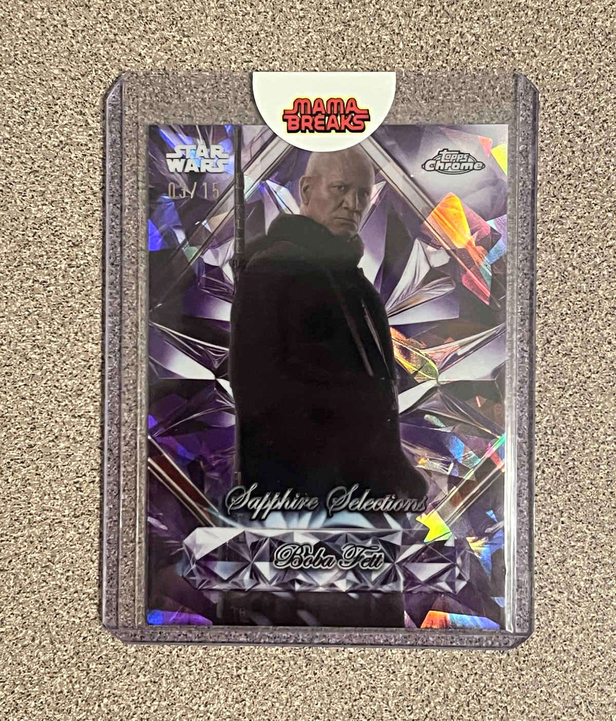 Topps 2025 Star Wars Chrome Sapphire Selections Purple Boba Fett Serial 3/15