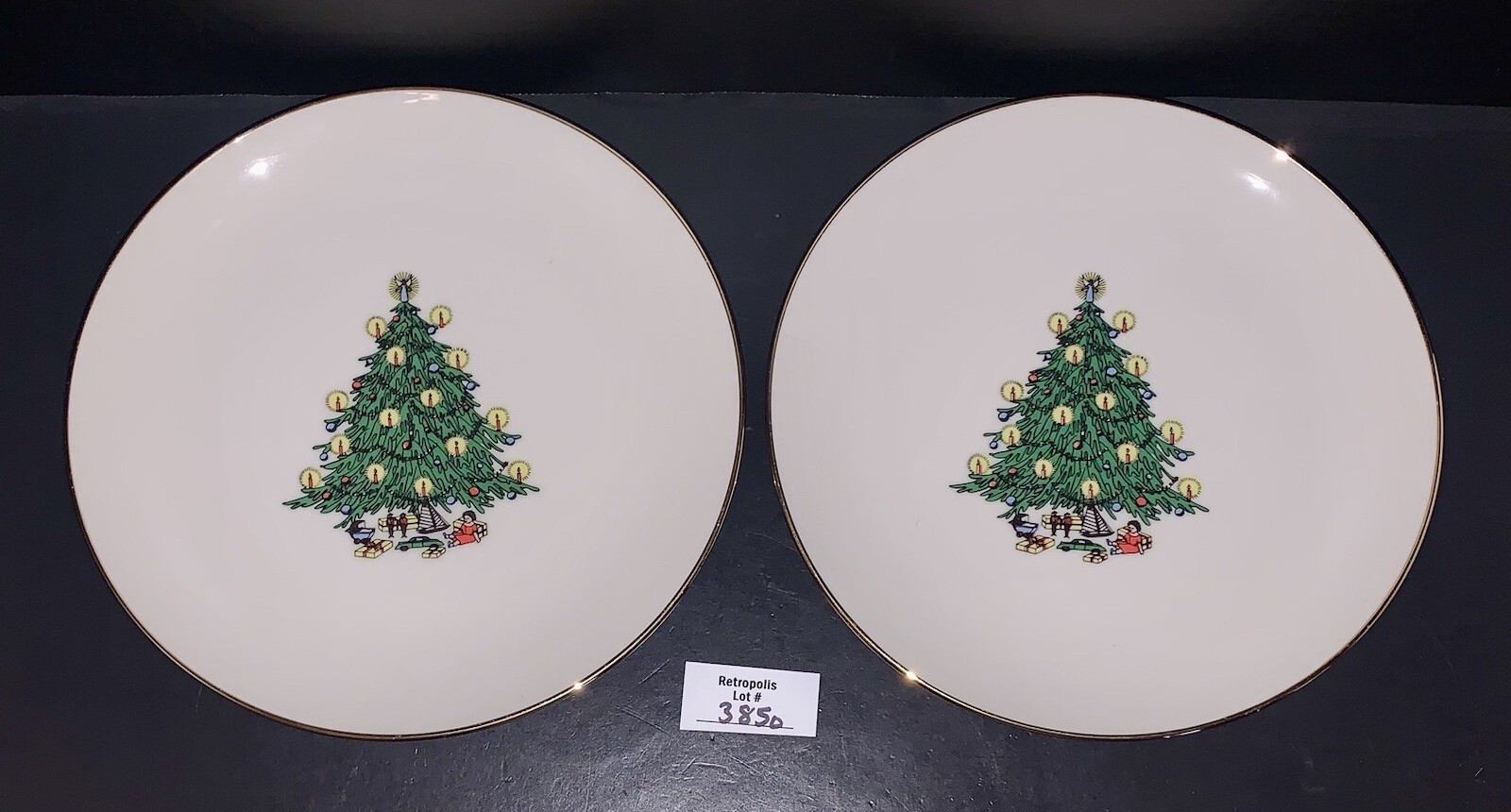 2 B.C. Clark 1987 Limited Edition Ceramic Christmas Tree Plates 8.5\ 2 B.C. Clark 1987 Limited Edition Ceramic Christmas Tree Plates 8.5\