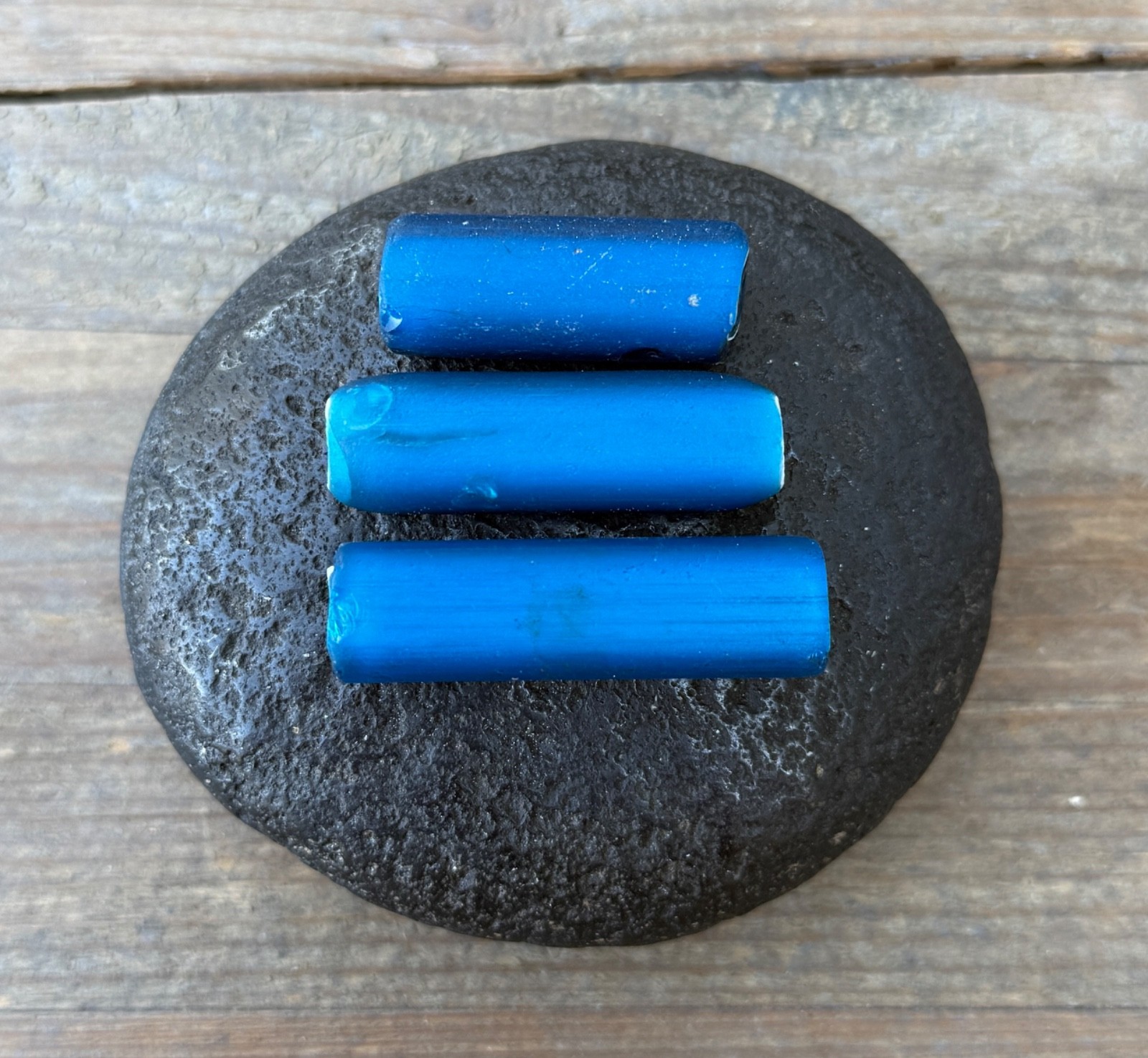 Nueva Cadiz Trade Bead Teal Turquoise African Rare Antique Vintage Set of 3