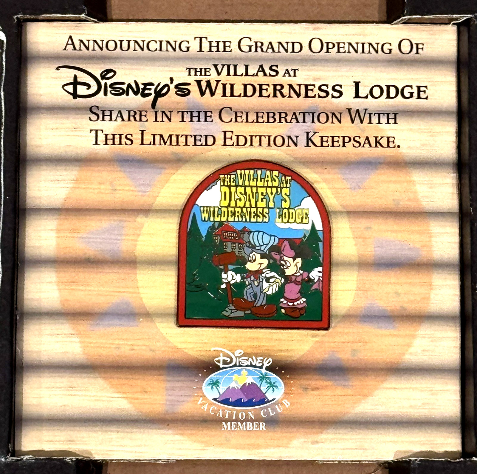 Vtg 2000 Disney Villas At Wilderness Lodge Grand Opening LE Vacation Club Pin