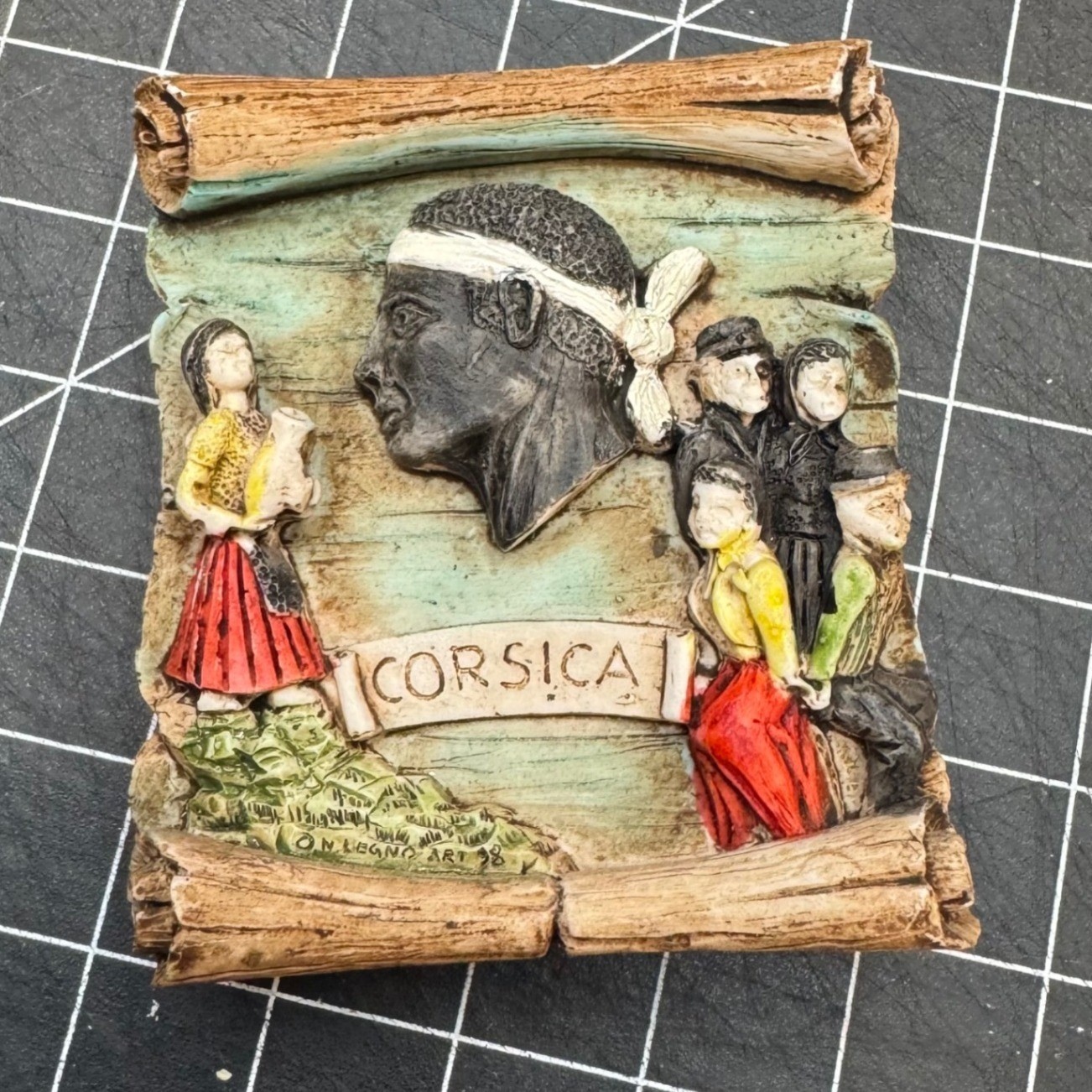 Vintage Corsica Souvenir Magnet Moor\'s Head Traditional Dress 3D Relief Travel Vintage Corsica Souvenir Magnet Moor\'s Head Traditional Dress 3D Relief Travel