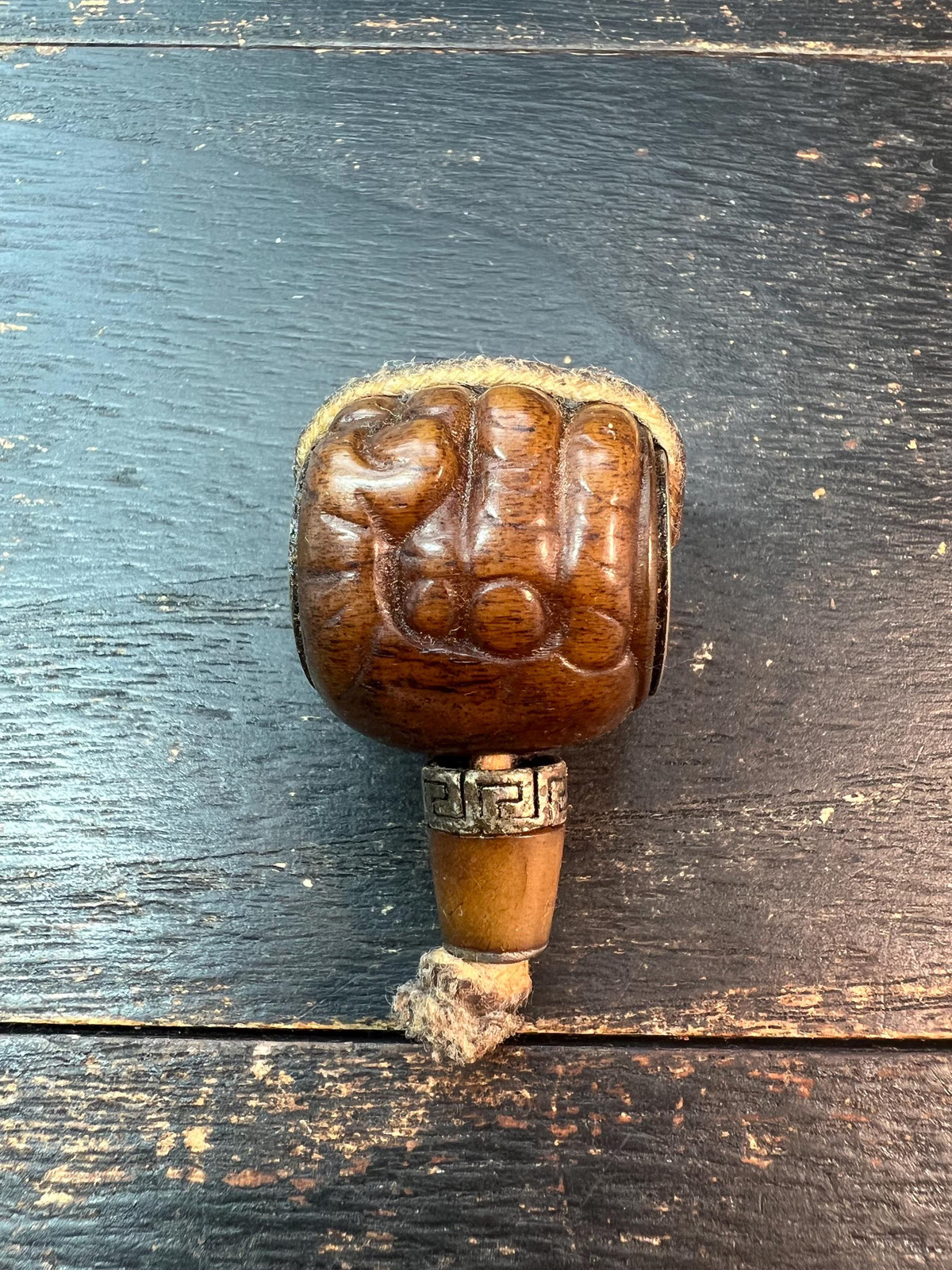 Hand-Carved Yak Bone Fist Guru Bead | Tibetan Mala Connector | Protection & Str