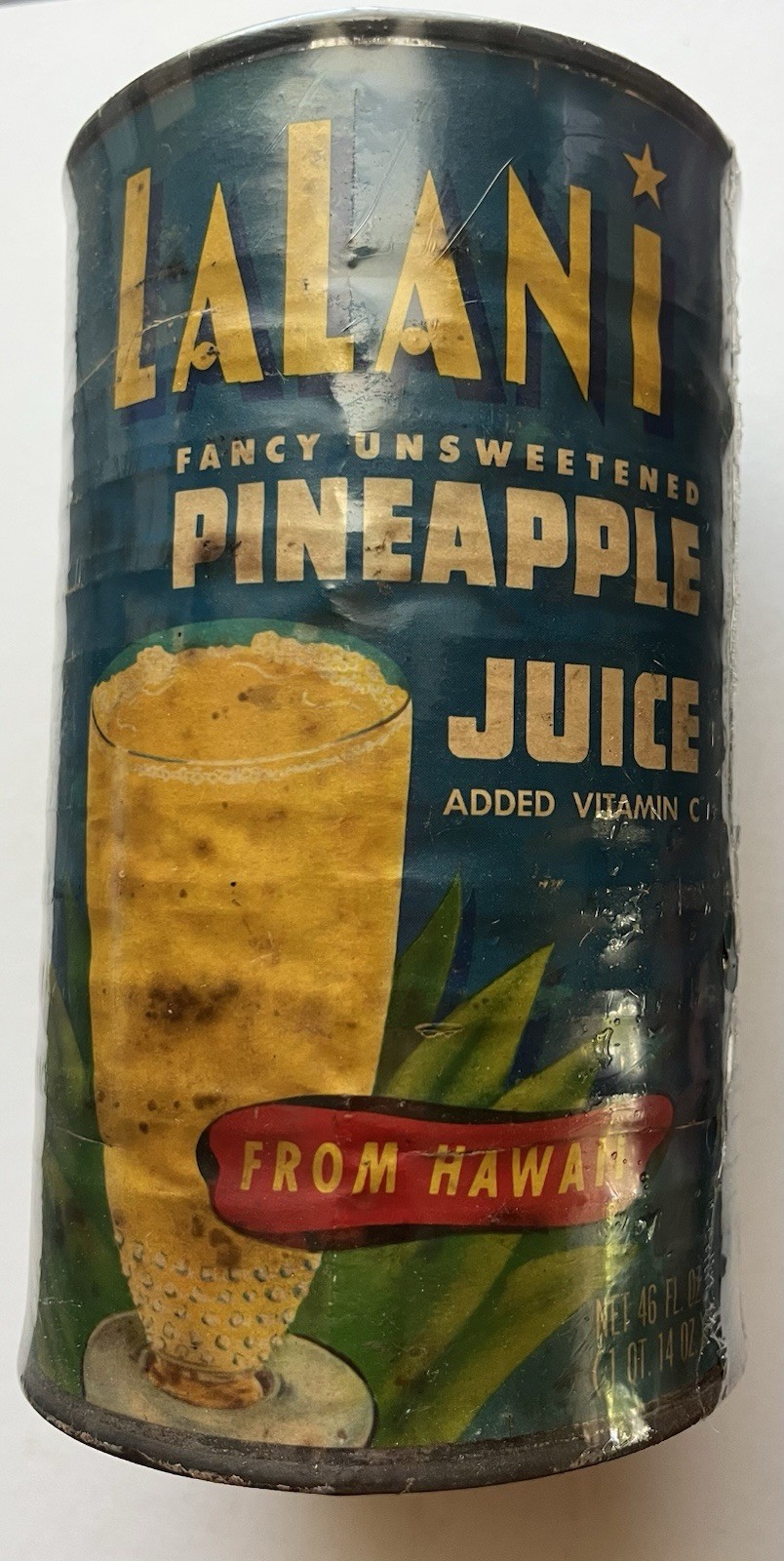 Vintage Lalani Pineapple Juice 1Qt 14Oz Advertising Tin Can 1955-1959