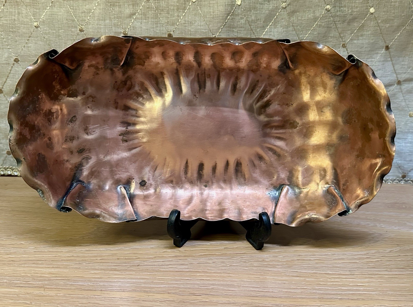 Vintage Gregorian Solid Copper Ruffled Bowl Made in the USA