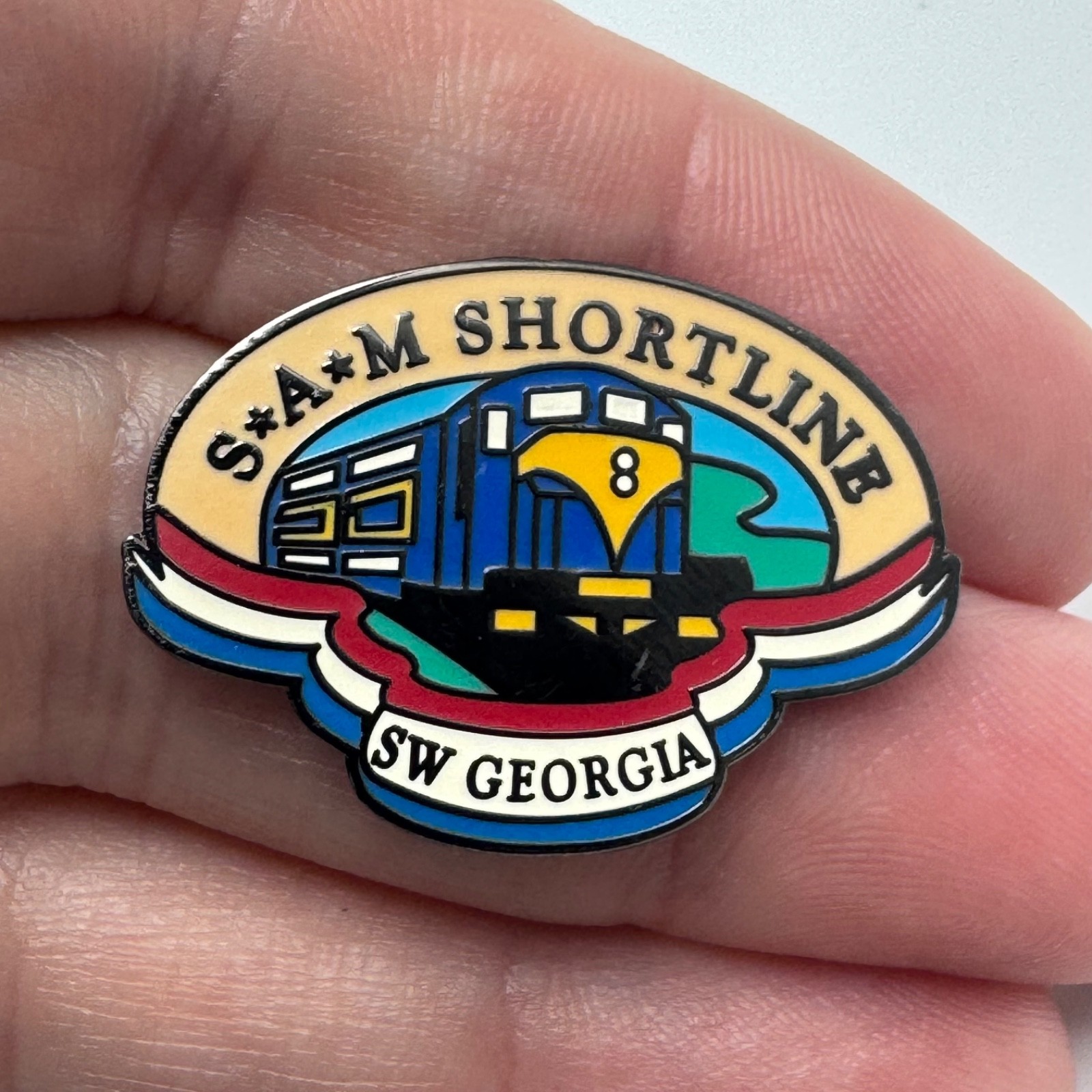 Historic SAM Shortline Railroad Excursion Train Souvenir Pin Southwest Georgia