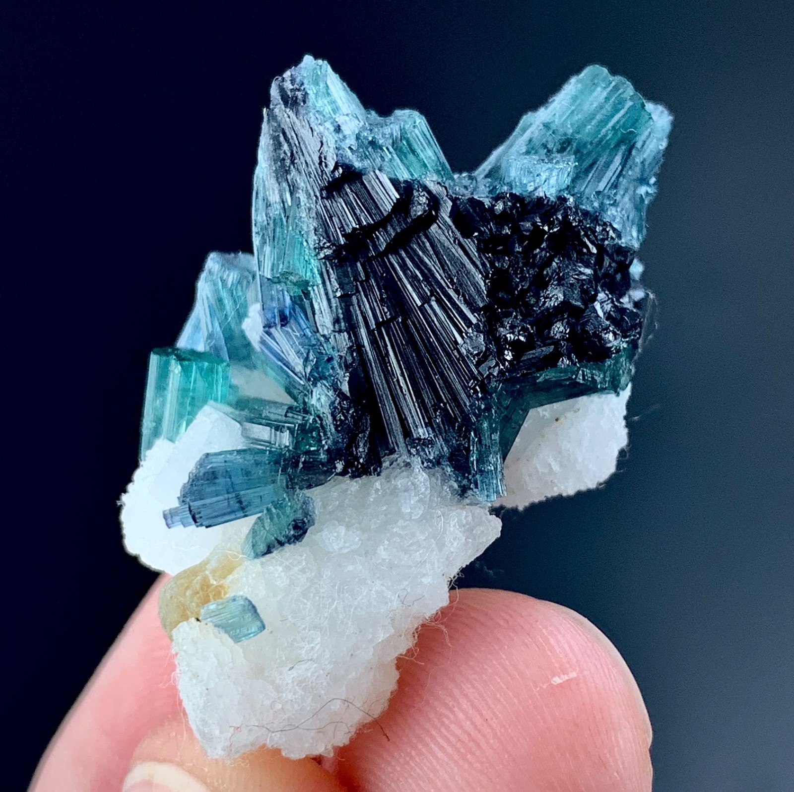 55 CTs Indicolite Tourmaline Bunch With Albite specimen from Afghanistan