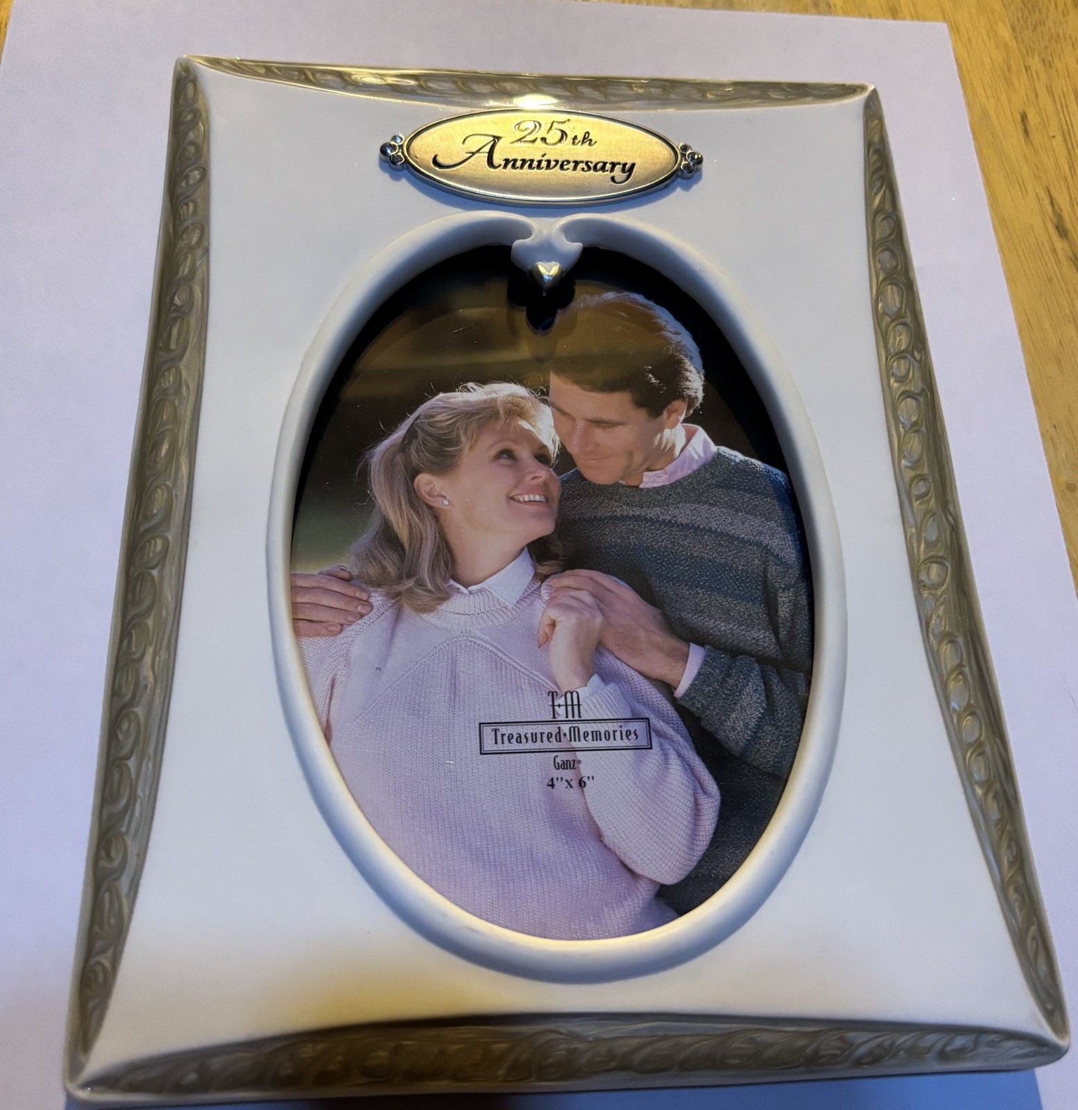 Ganz Treasured Memories 25th Anniversary Picture Frame 4x6 White ER44635 Ganz Treasured Memories 25th Anniversary Picture Frame 4x6 White ER44635