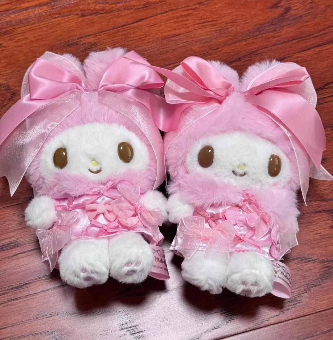 Sanrio My Melody Anniversary Pink Satin Bow Keychain Plush Doll Gift Kids Toy