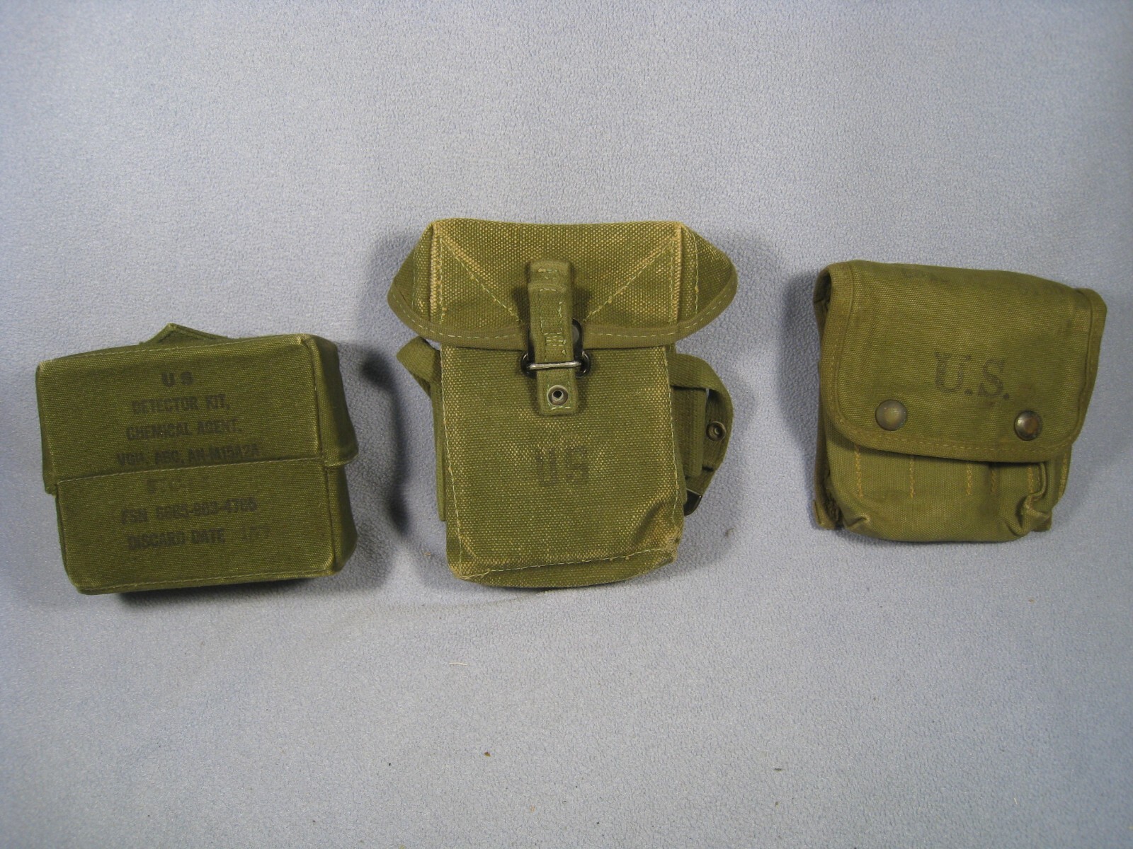 Lot of 3 Vintage US. Kits ,Detector Kit , WW2 Medial Kit & Ammo Pouch