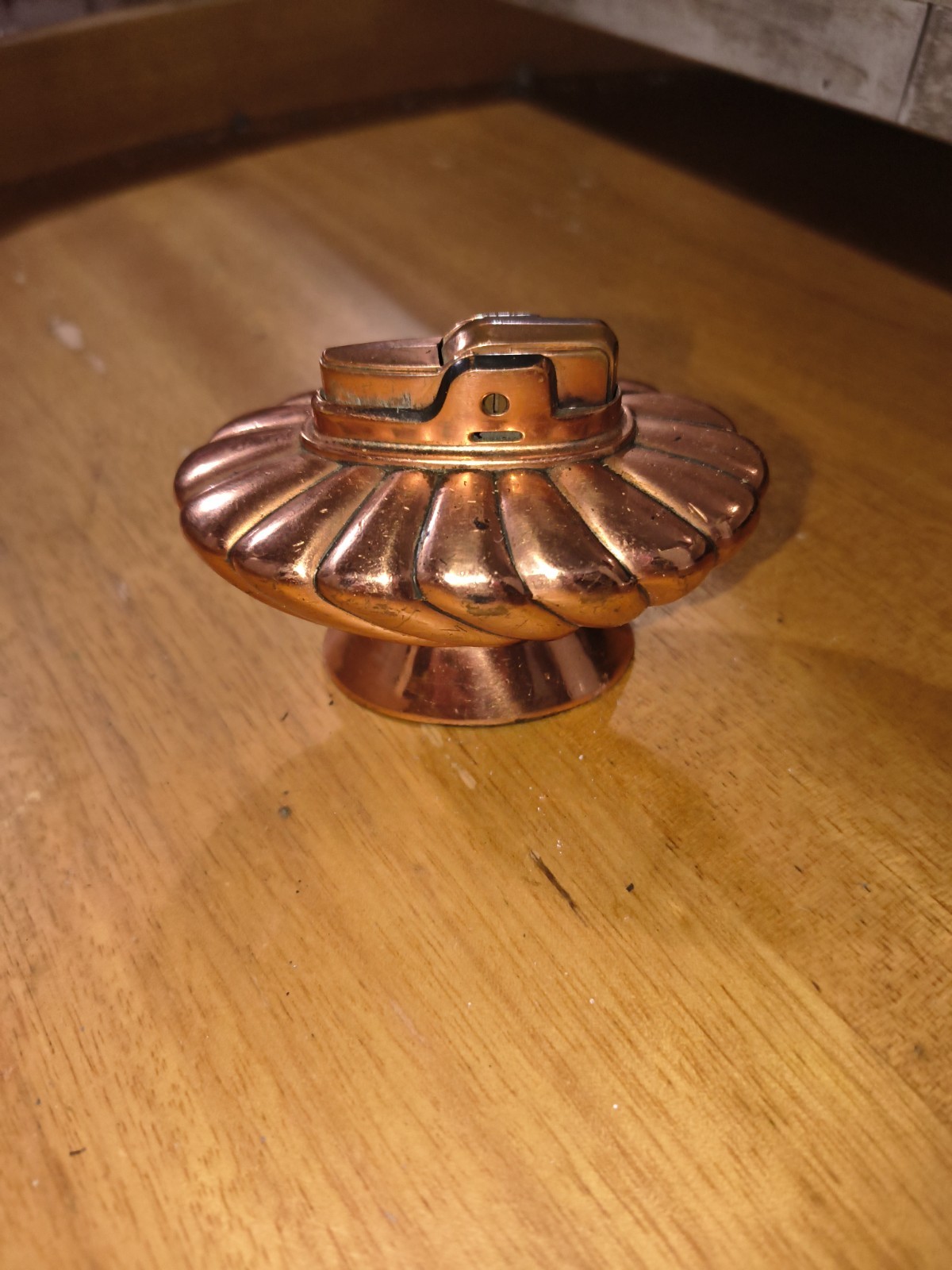 Vintage 1957 Ronson Regal Copper Table Lighter Mid Century Swirl Jamed No Spark