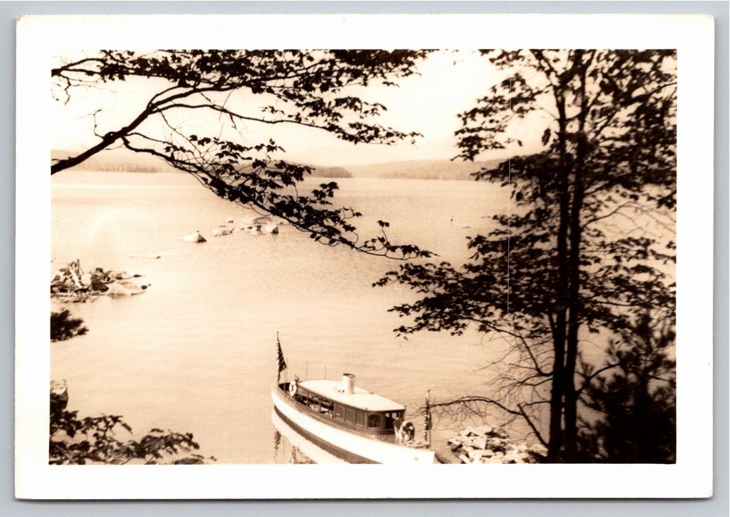 1940 Steamboat Passenger Launch Lake Shore Maine Vintage B&W Photo Snapshot 1940 Steamboat Passenger Launch Lake Shore Maine Vintage B&W Photo Snapshot