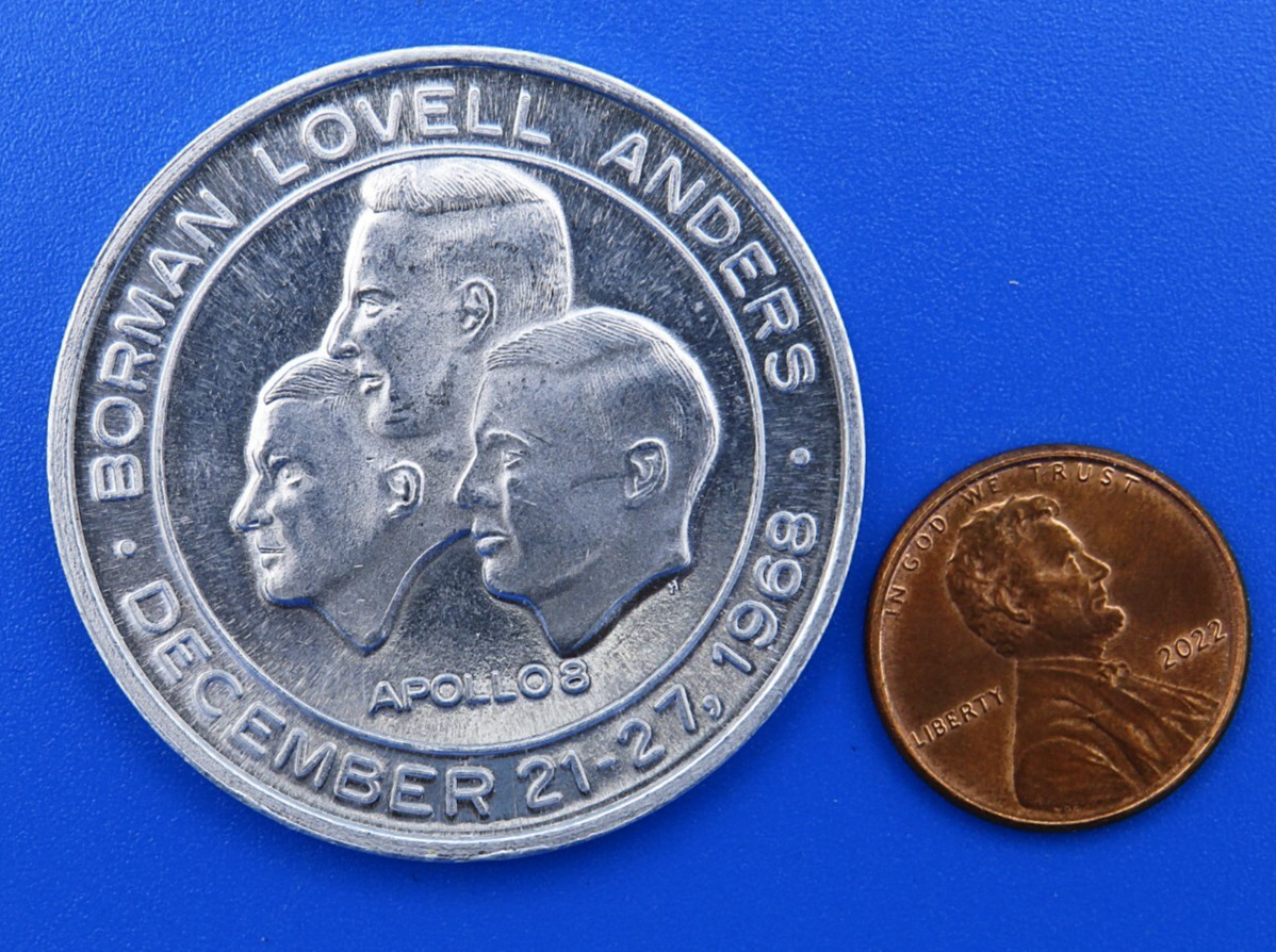 NASA Medallion coin vtg * FLOWN Metal * APOLLO 8 / \'68 Manned Flight Awareness NASA Medallion coin vtg * FLOWN Metal * APOLLO 8 / \'68 Manned Flight Awareness